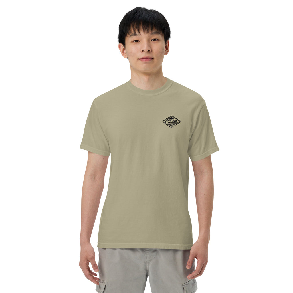 Horizontal Wave Diamond heavyweight tee in Khaki with the black mark, front