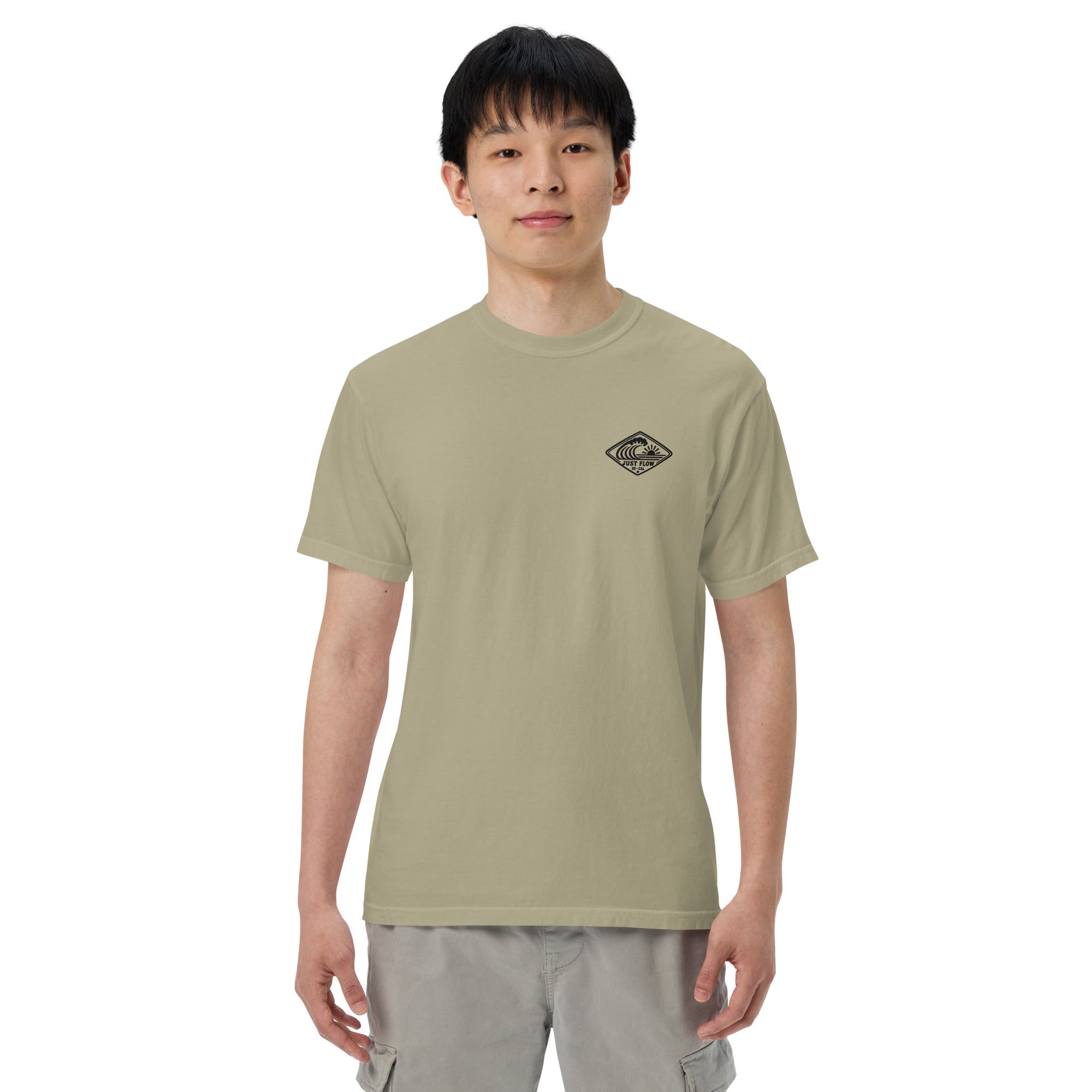 Horizontal Wave Diamond heavyweight tee in Khaki with the black mark, front