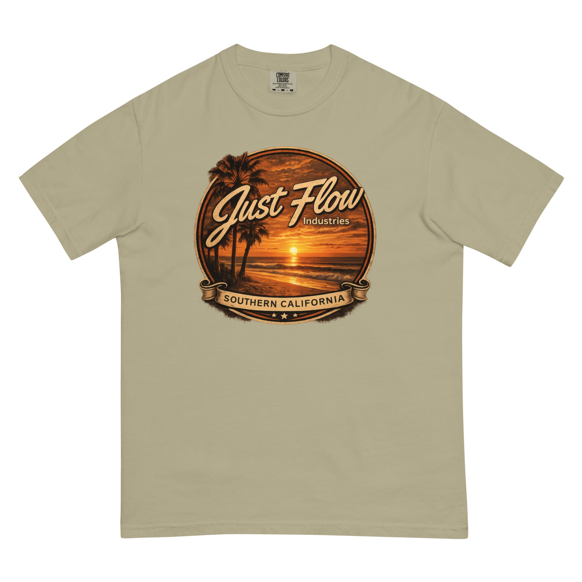 Golden Hour Feature heavyweight tee in Khaki, front badge