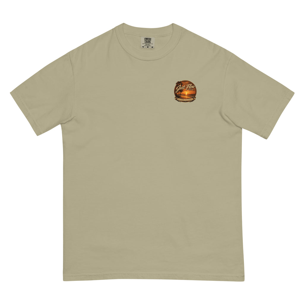 Golden Hour Offshore Fishing heavyweight tee in Khaki, front