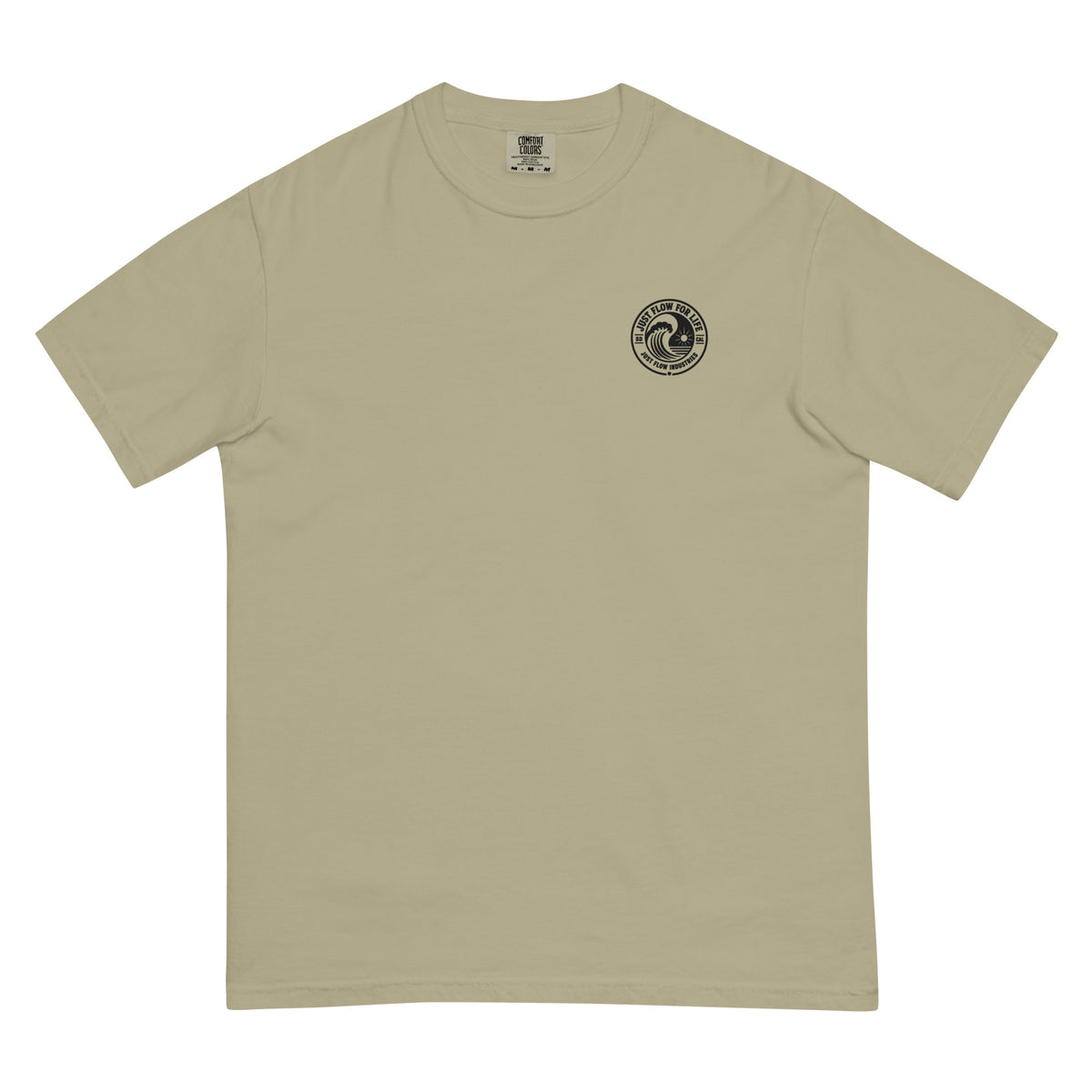 Circular Wave Crest heavyweight tee in Khaki with the black crest, front