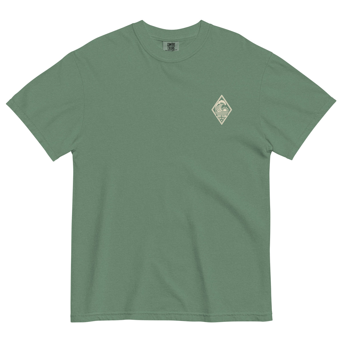 Vertical Wave Diamond DTF Heavyweight Tee in Light Green, front