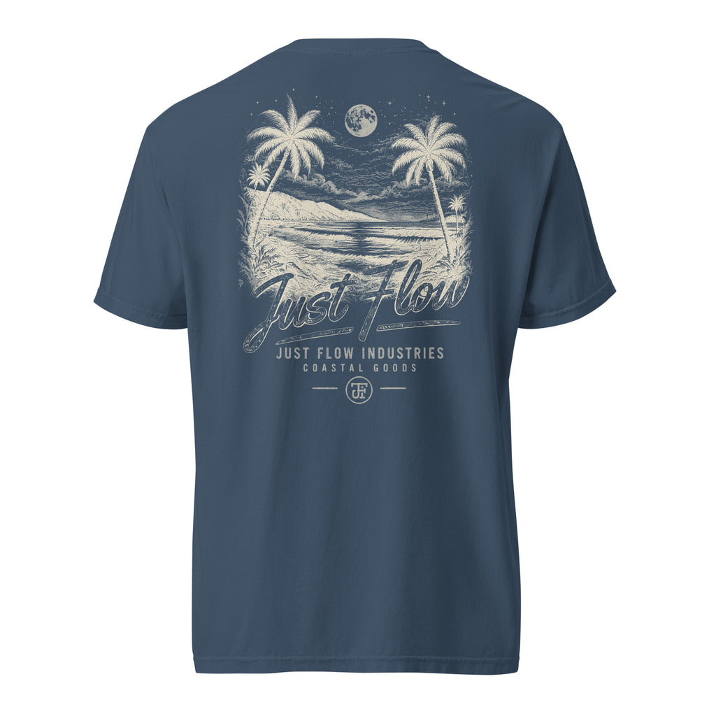 After Dark Heavyweight Tee — washed Midnight, back, After Dark print