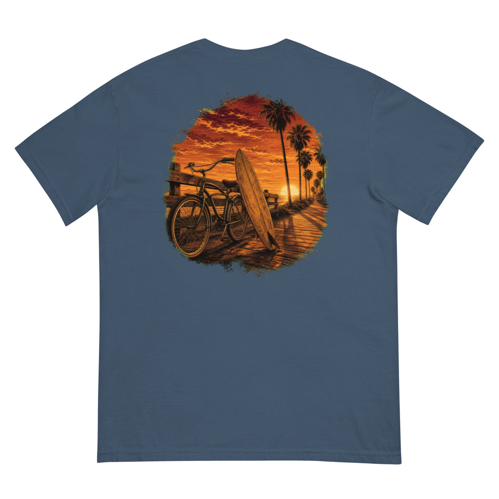 Golden Hour Beach Cruiser heavyweight tee in Midnight, back graphic