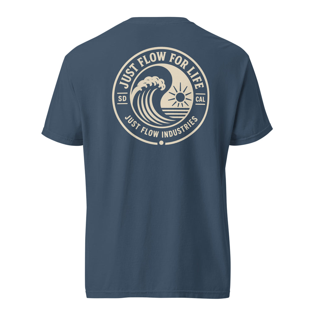 Circular Wave Crest heavyweight tee in Midnight with the bone crest, back graphic
