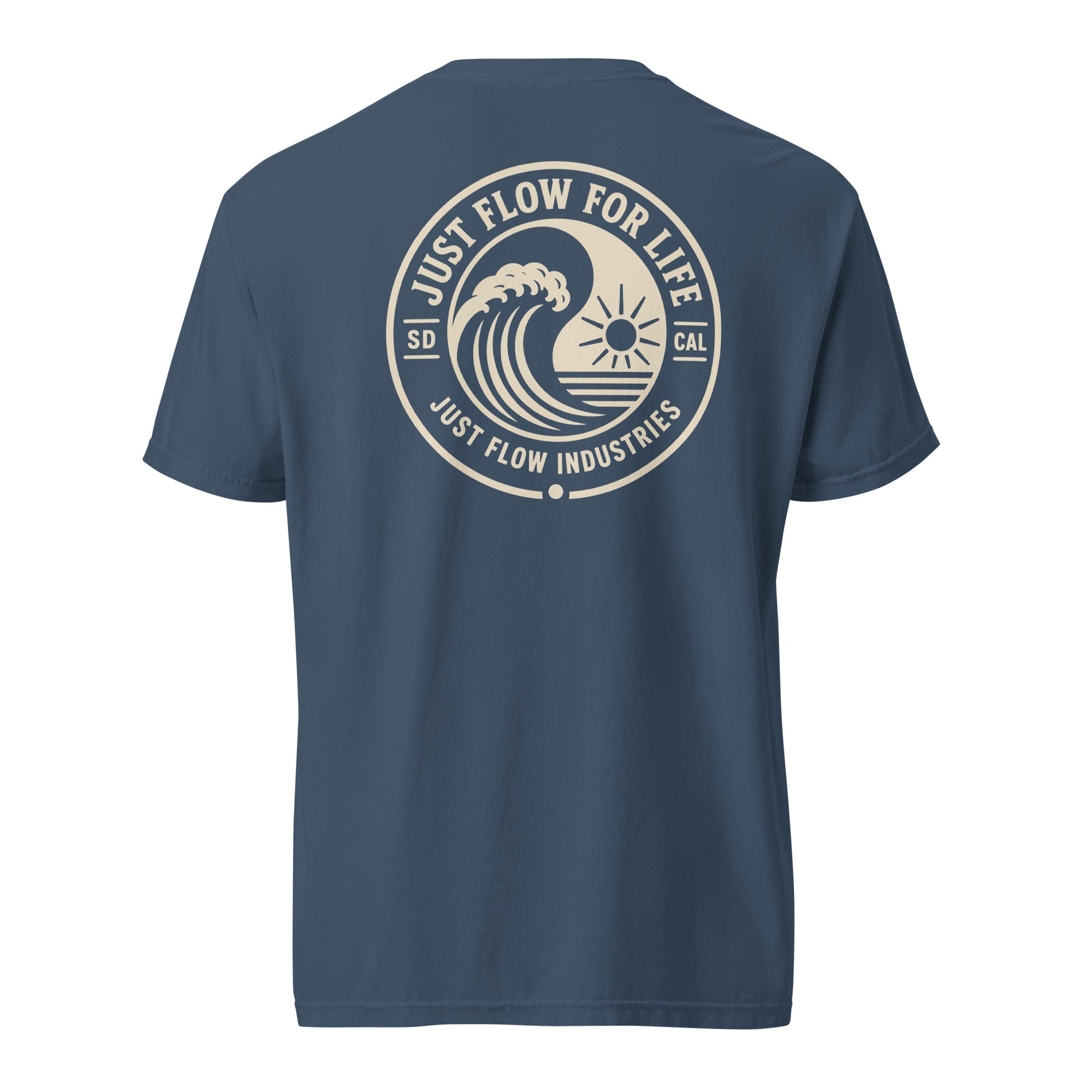 Circular Wave Crest heavyweight tee in Midnight with the bone crest, back graphic