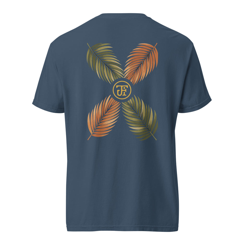 Palm Frond Heavyweight Tee in Midnight, back print