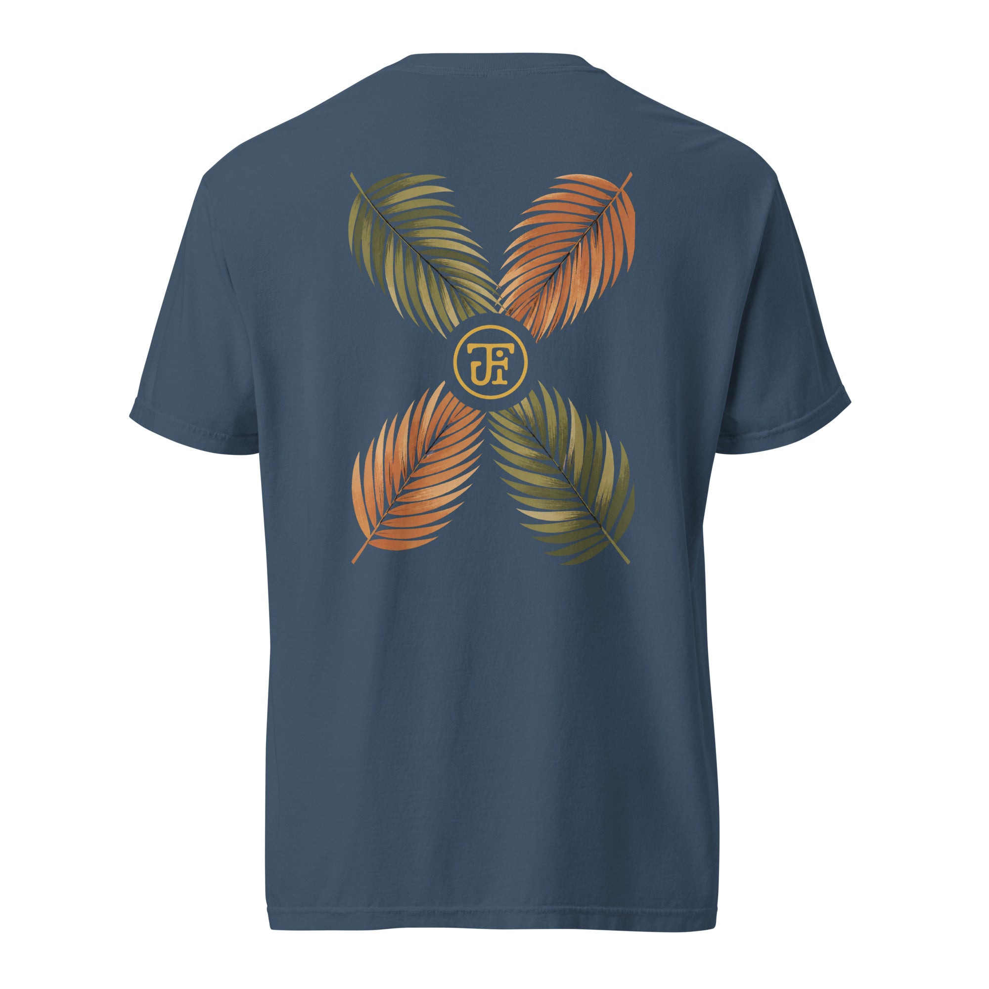 Palm Frond Heavyweight Tee in Midnight, back print