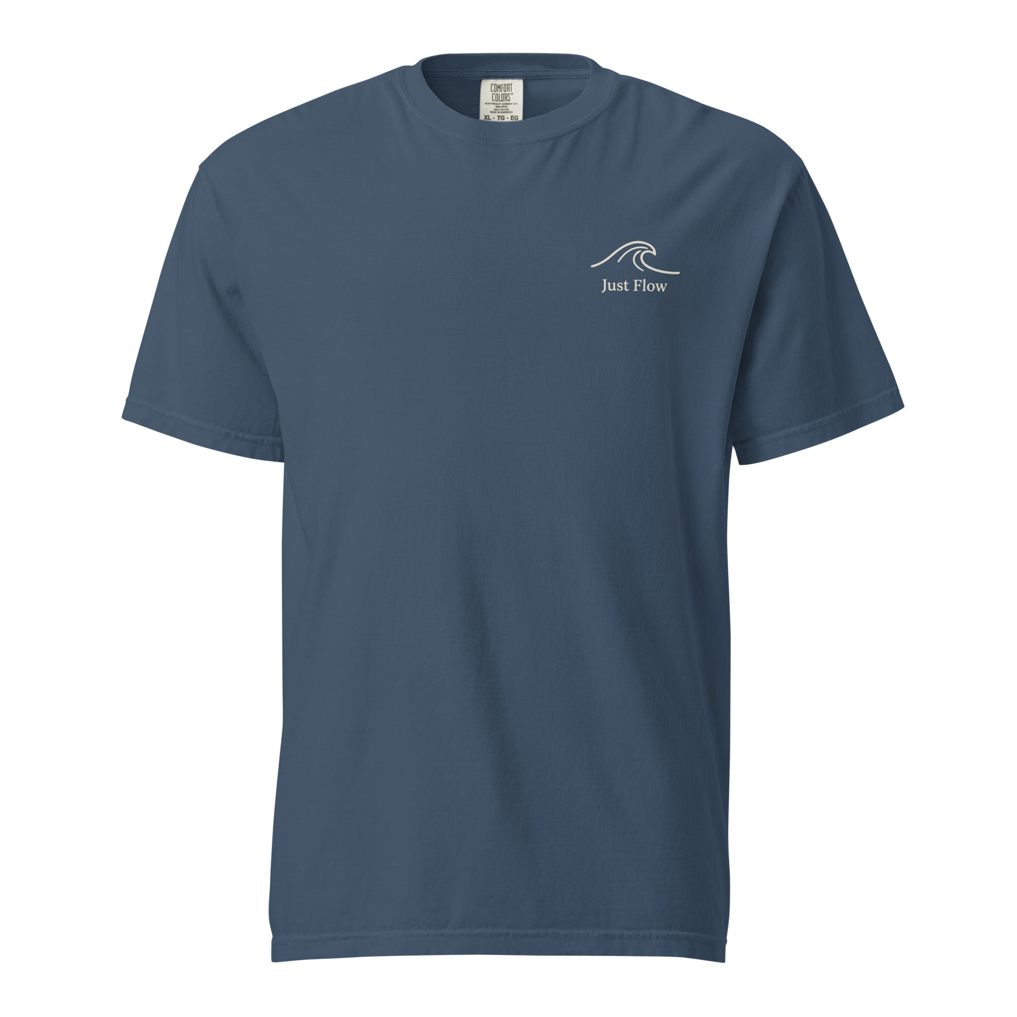 Palm Frequency Heavyweight Tee — washed Midnight, front, wave mark at left chest