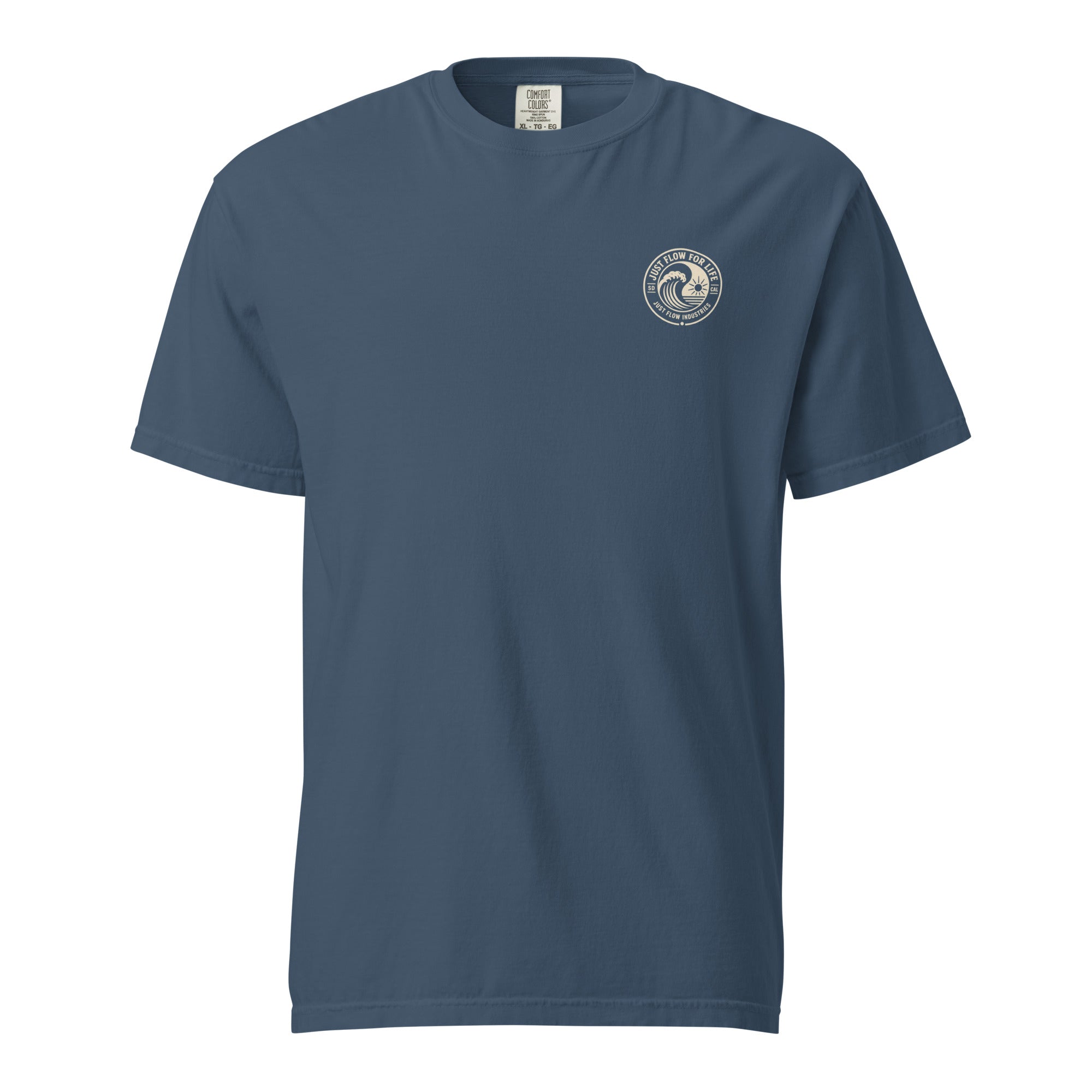 Circular Wave Crest heavyweight tee in Midnight with the bone crest, front