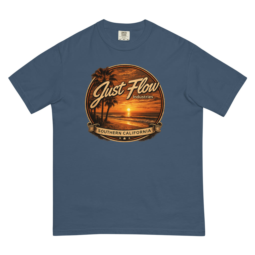 Golden Hour Feature heavyweight tee in Midnight, front badge