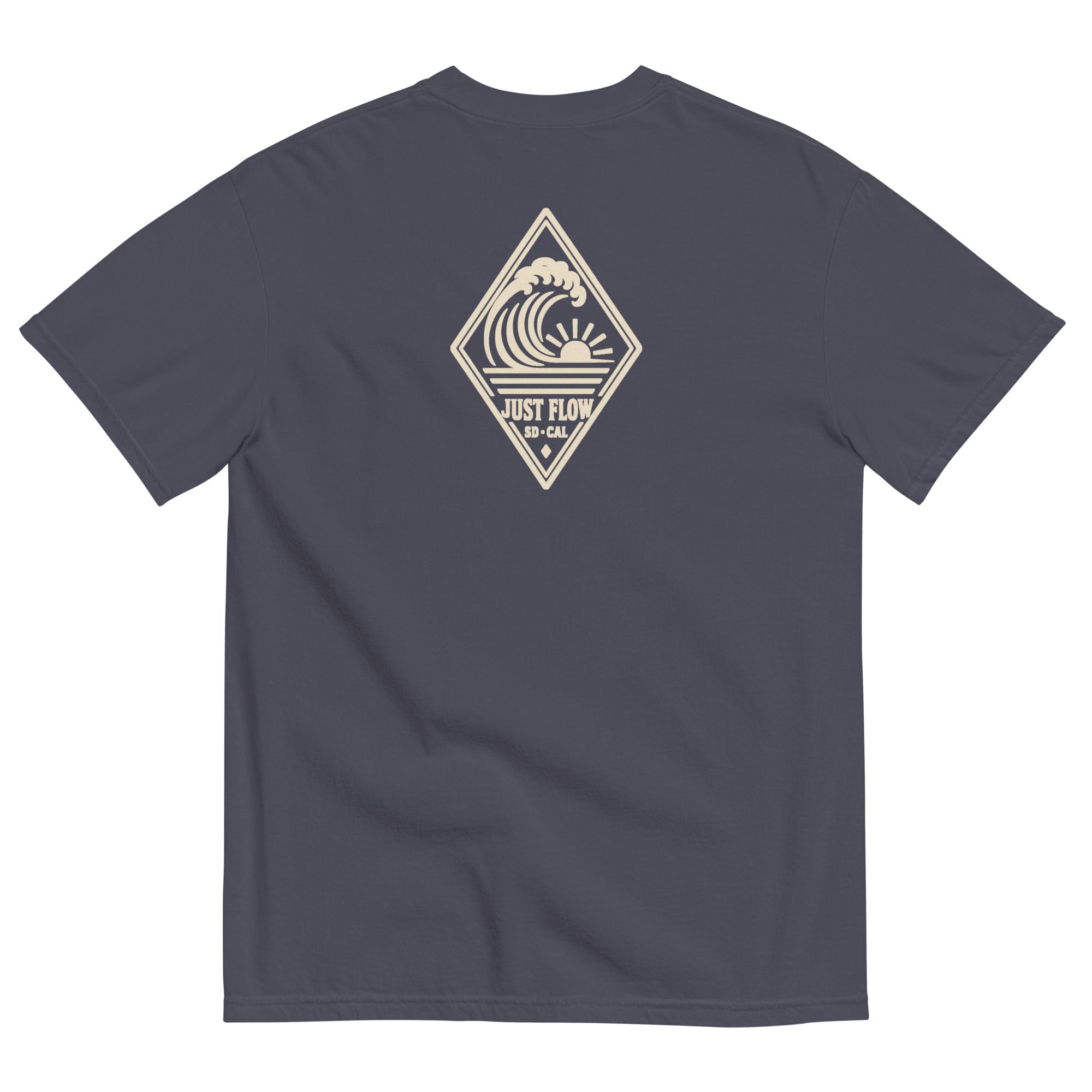 Vertical Wave Diamond DTF Heavyweight Tee in Navy, back graphic