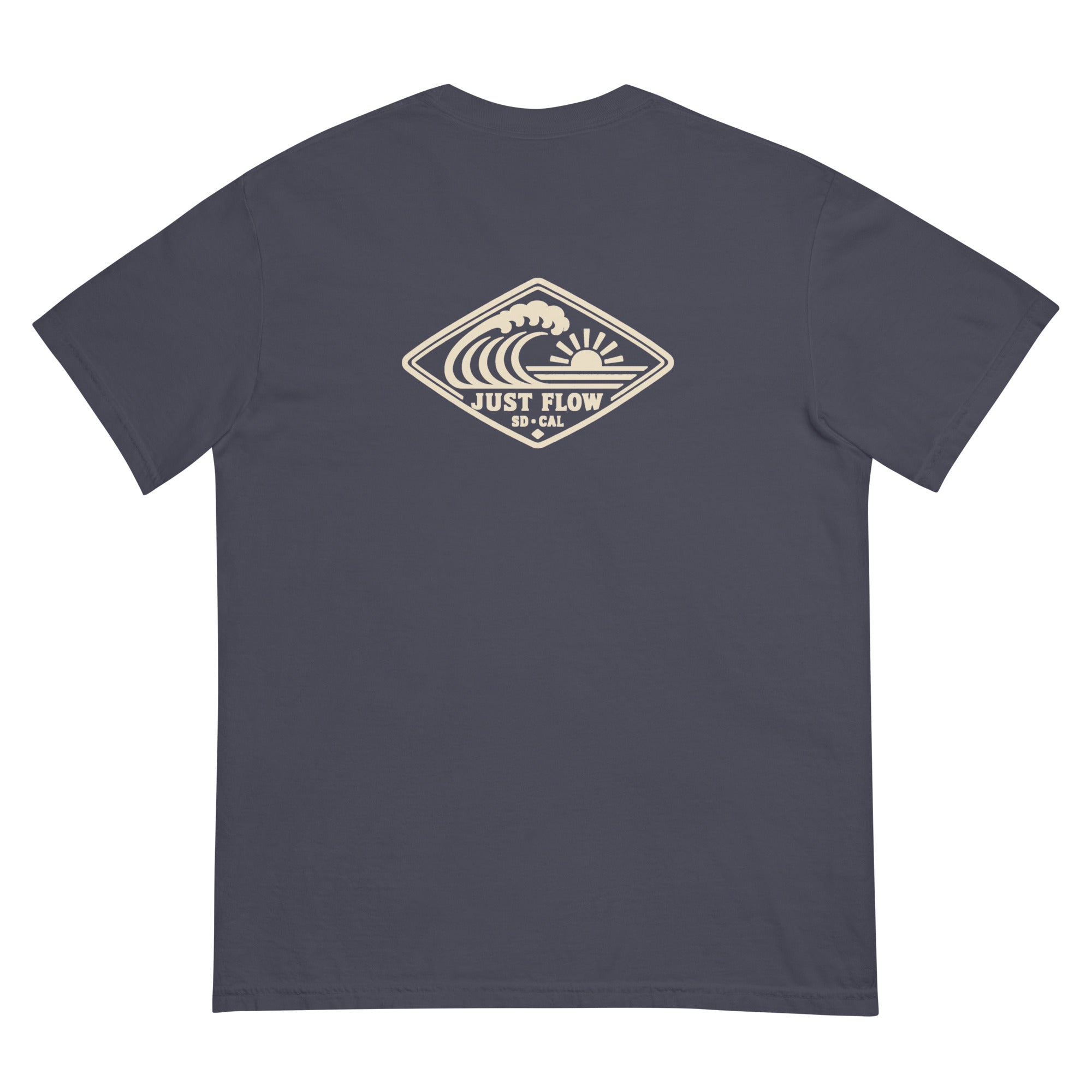 Horizontal Wave Diamond DTF Heavyweight Tee in Navy, back graphic