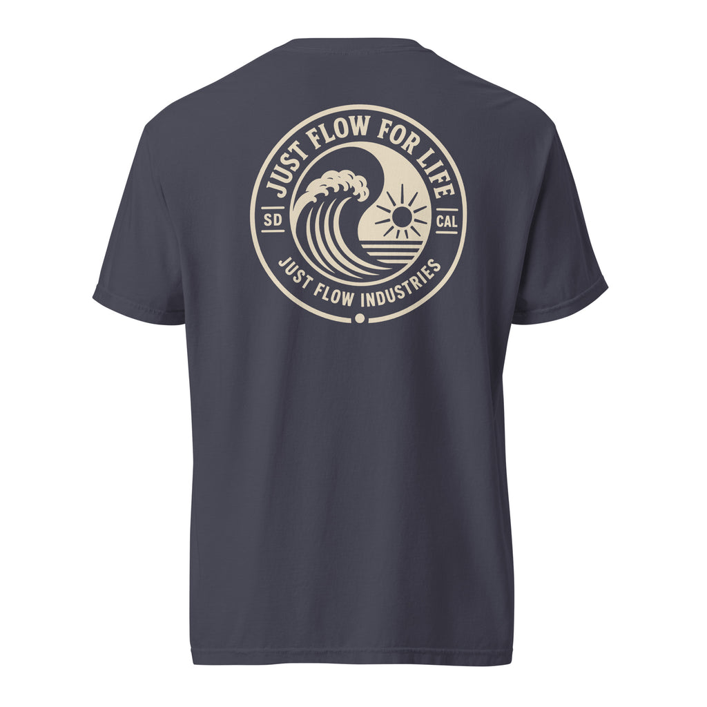 Circular Wave Crest heavyweight tee in Navy with the bone crest, back graphic
