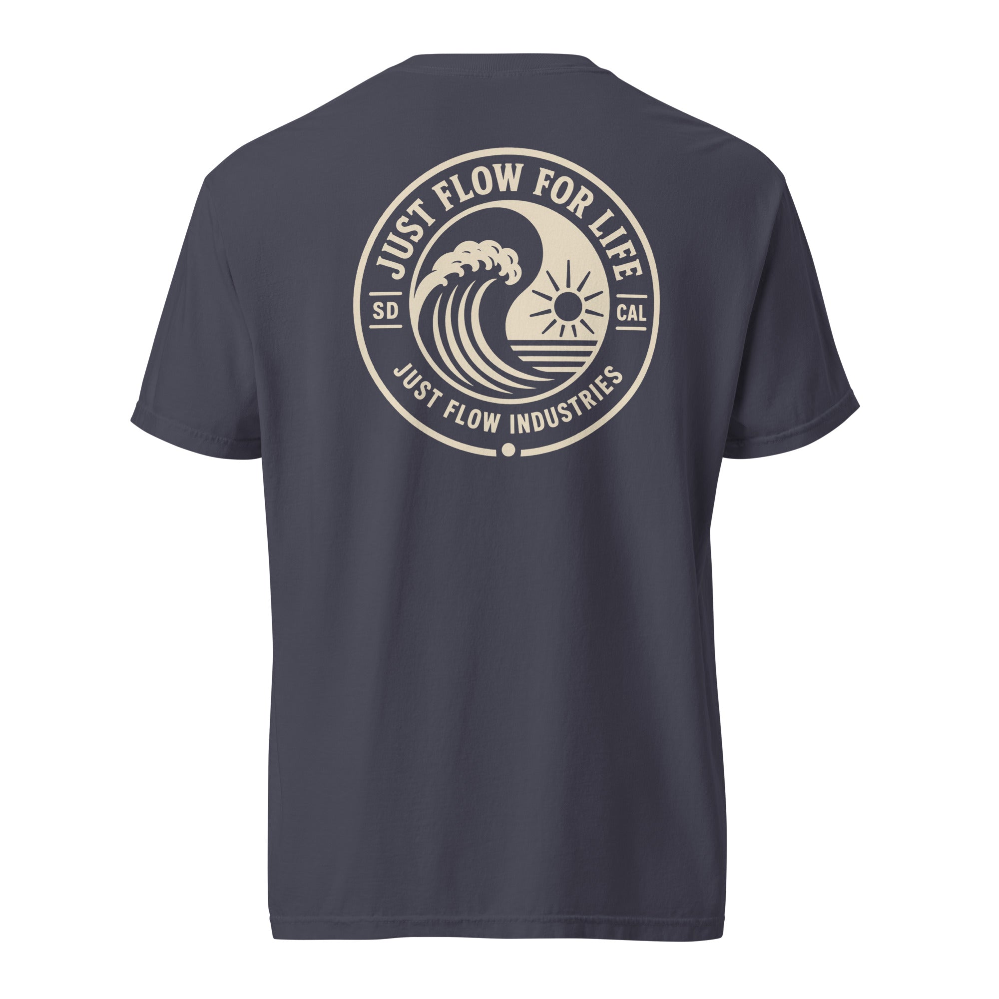 Circular Wave Crest heavyweight tee in Navy with the bone crest, back graphic