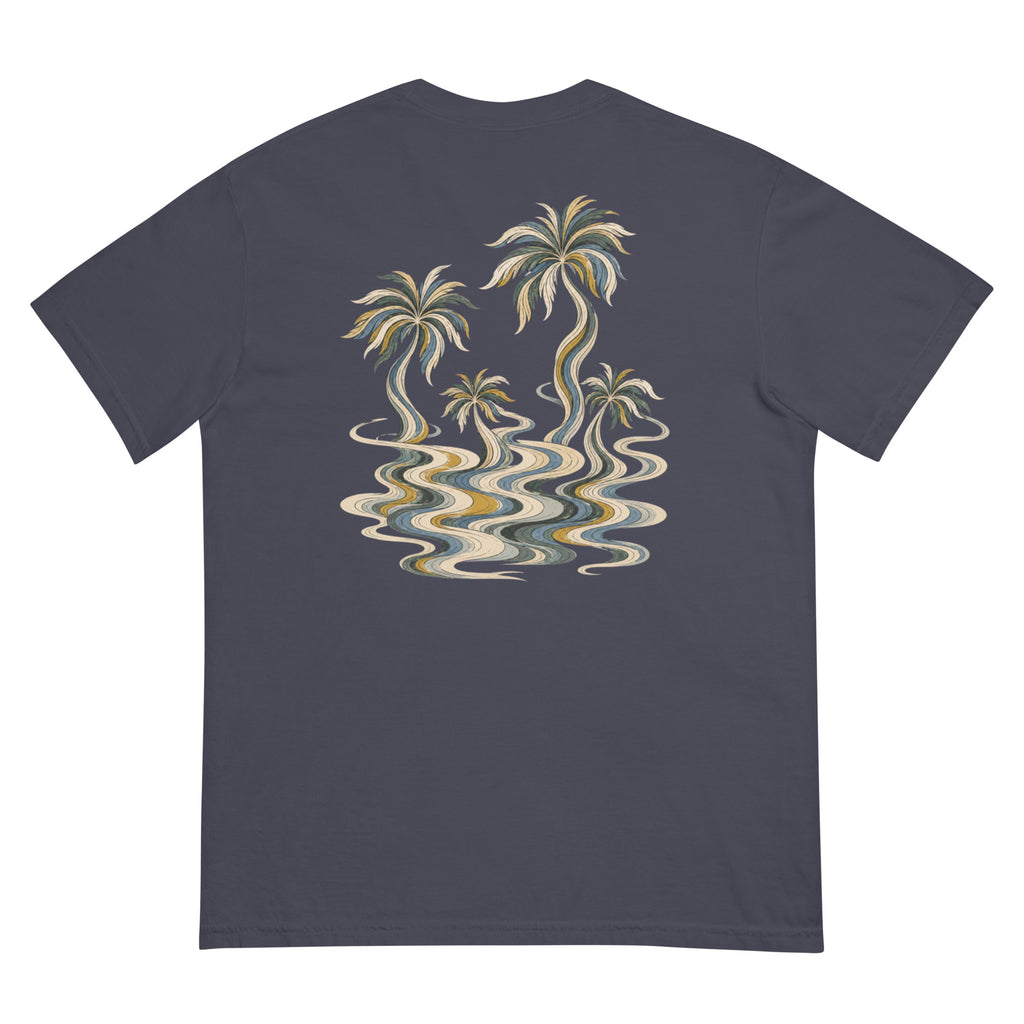 Palm Smoke II Heavyweight Tee in Navy, back print