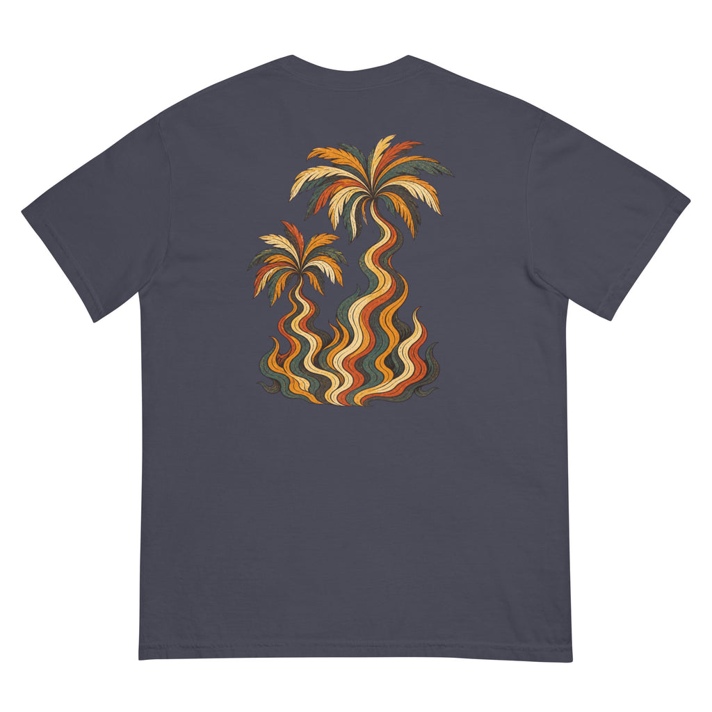 Palm Smoke Heavyweight Tee in Navy, back print
