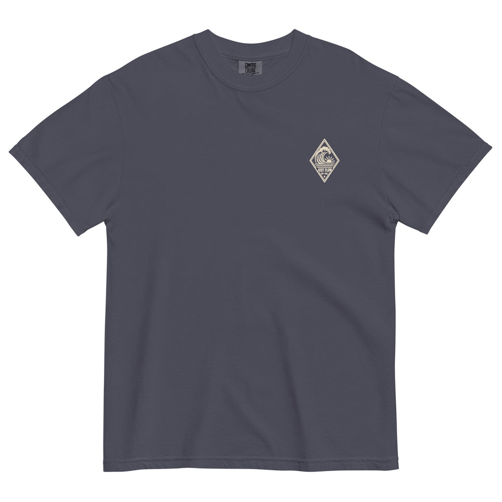 Vertical Wave Diamond DTF Heavyweight Tee in Navy, front
