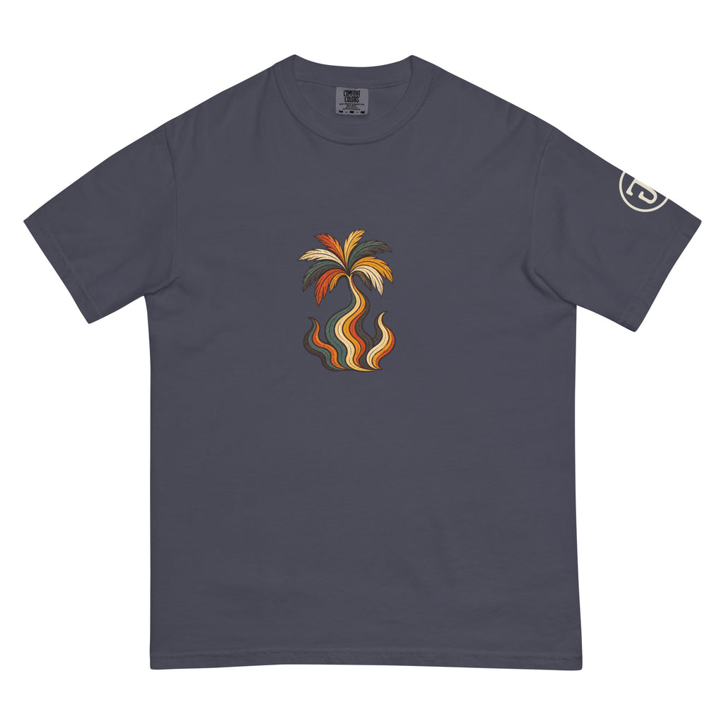 Palm Smoke Heavyweight Tee in Navy, left sleeve