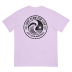 Circular Wave Crest heavyweight tee in Orchid with the black crest, back graphic