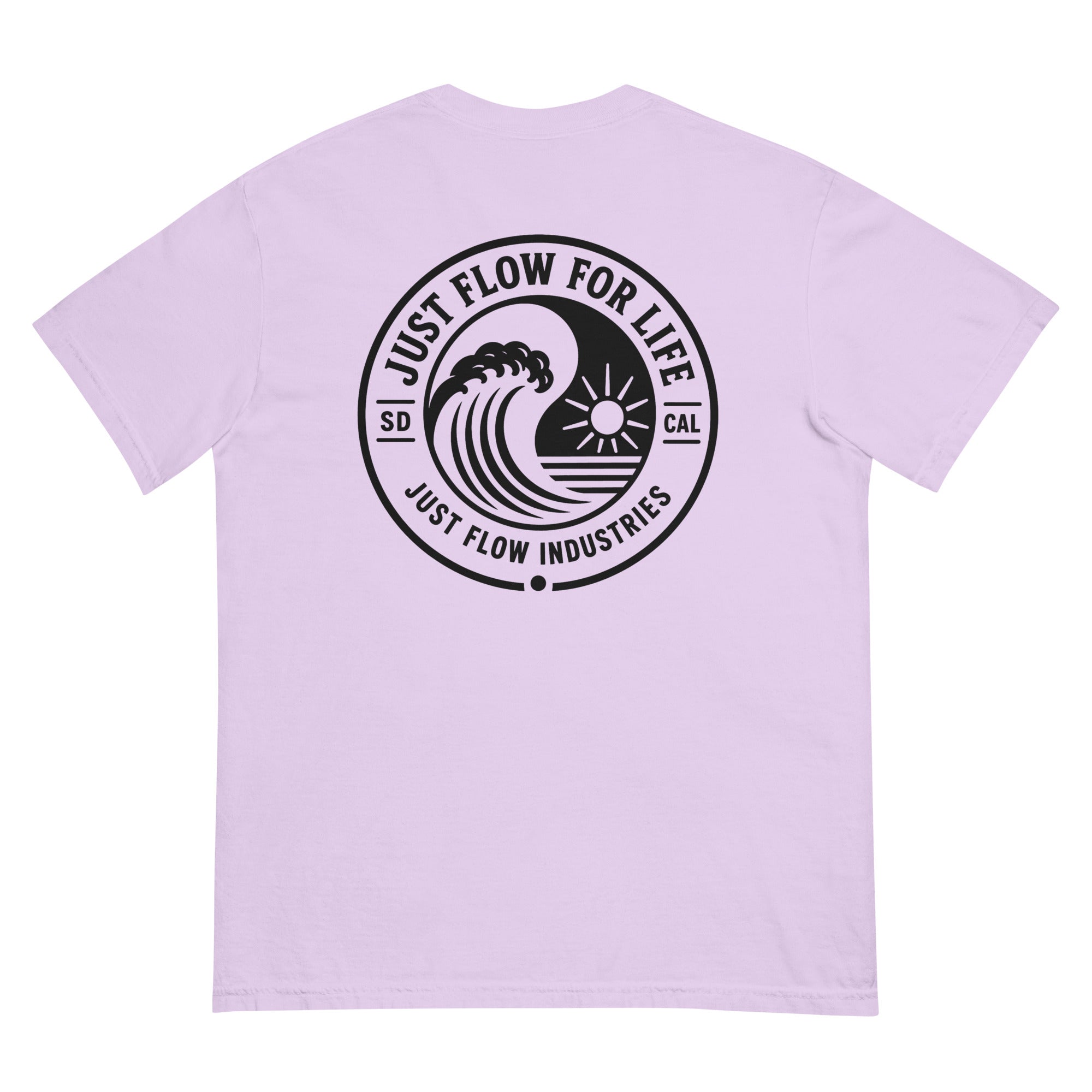 Circular Wave Crest heavyweight tee in Orchid with the black crest, back graphic