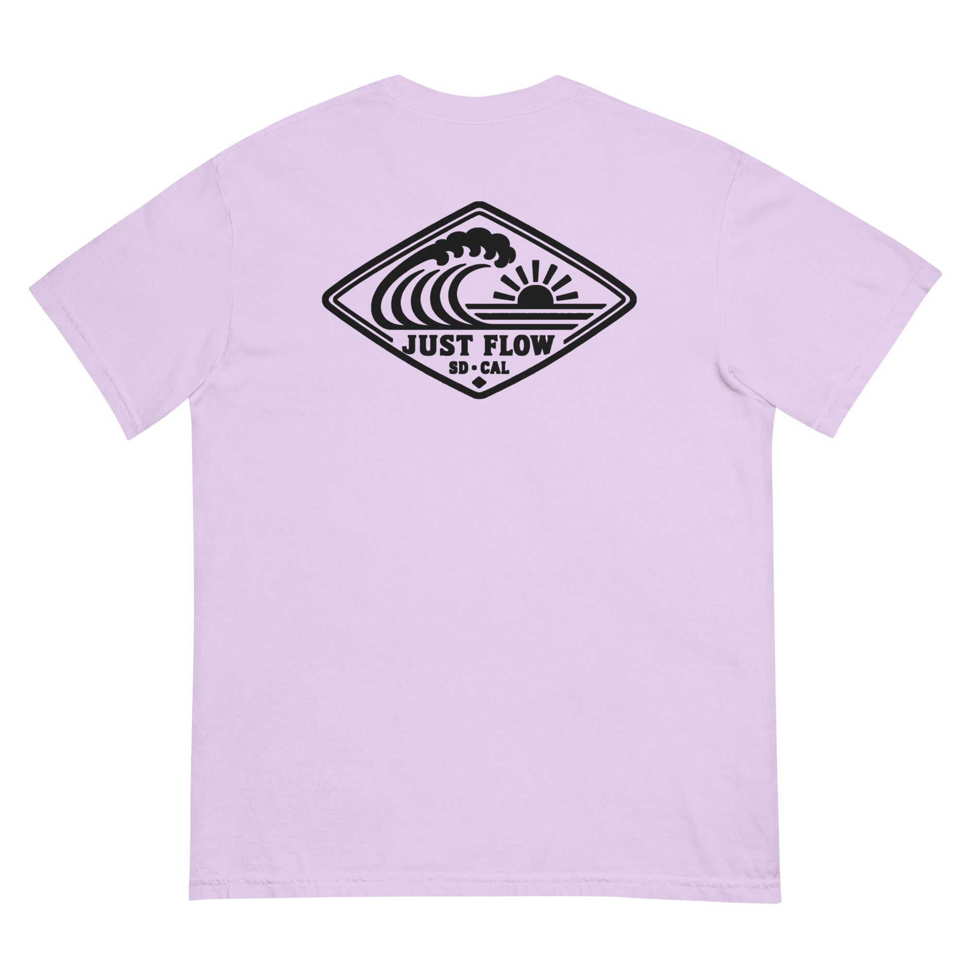 Horizontal Wave Diamond heavyweight tee in Orchid with the black mark, back graphic