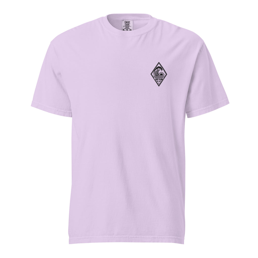 Vertical Wave Diamond heavyweight tee in Orchid with the black mark, front