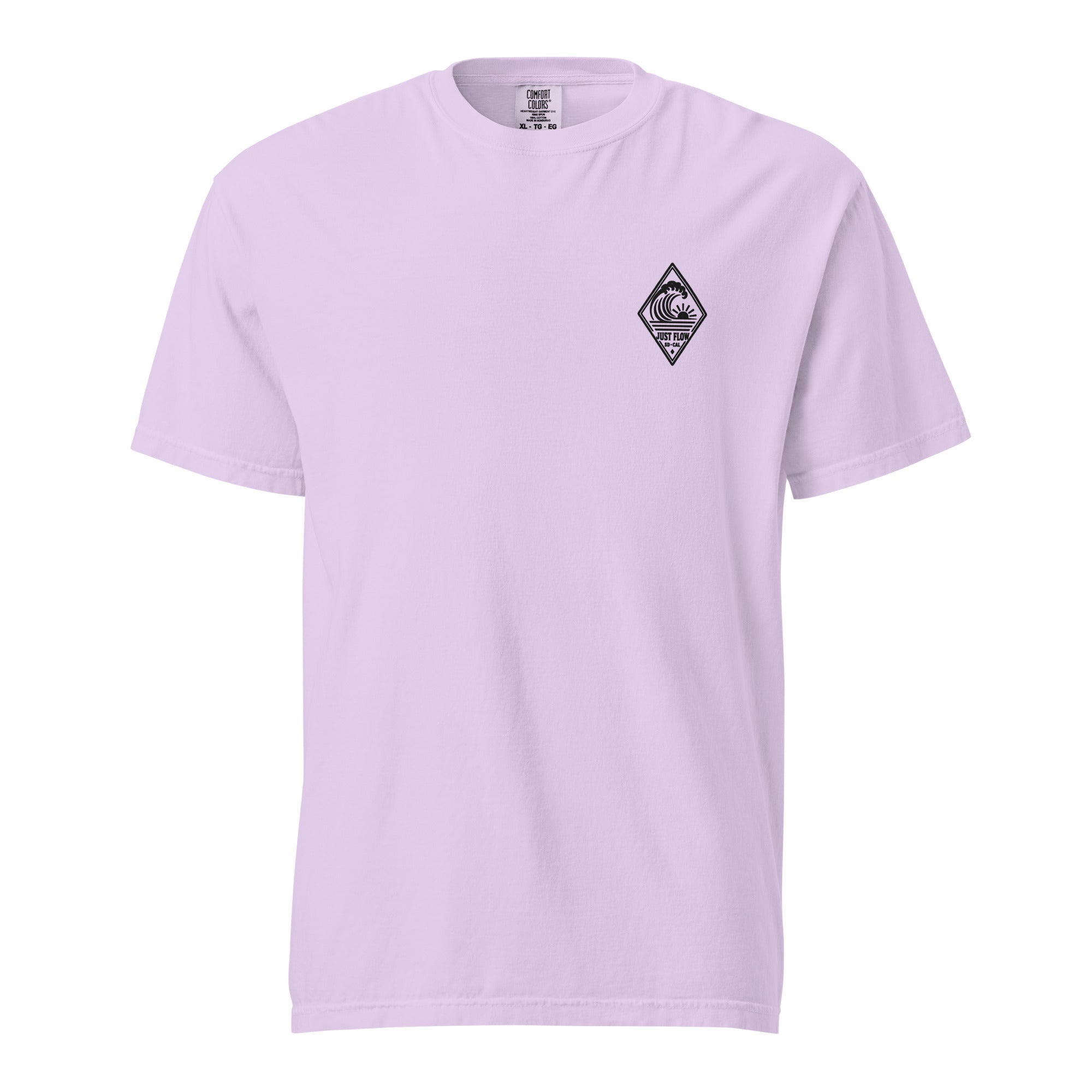 Vertical Wave Diamond heavyweight tee in Orchid with the black mark, front