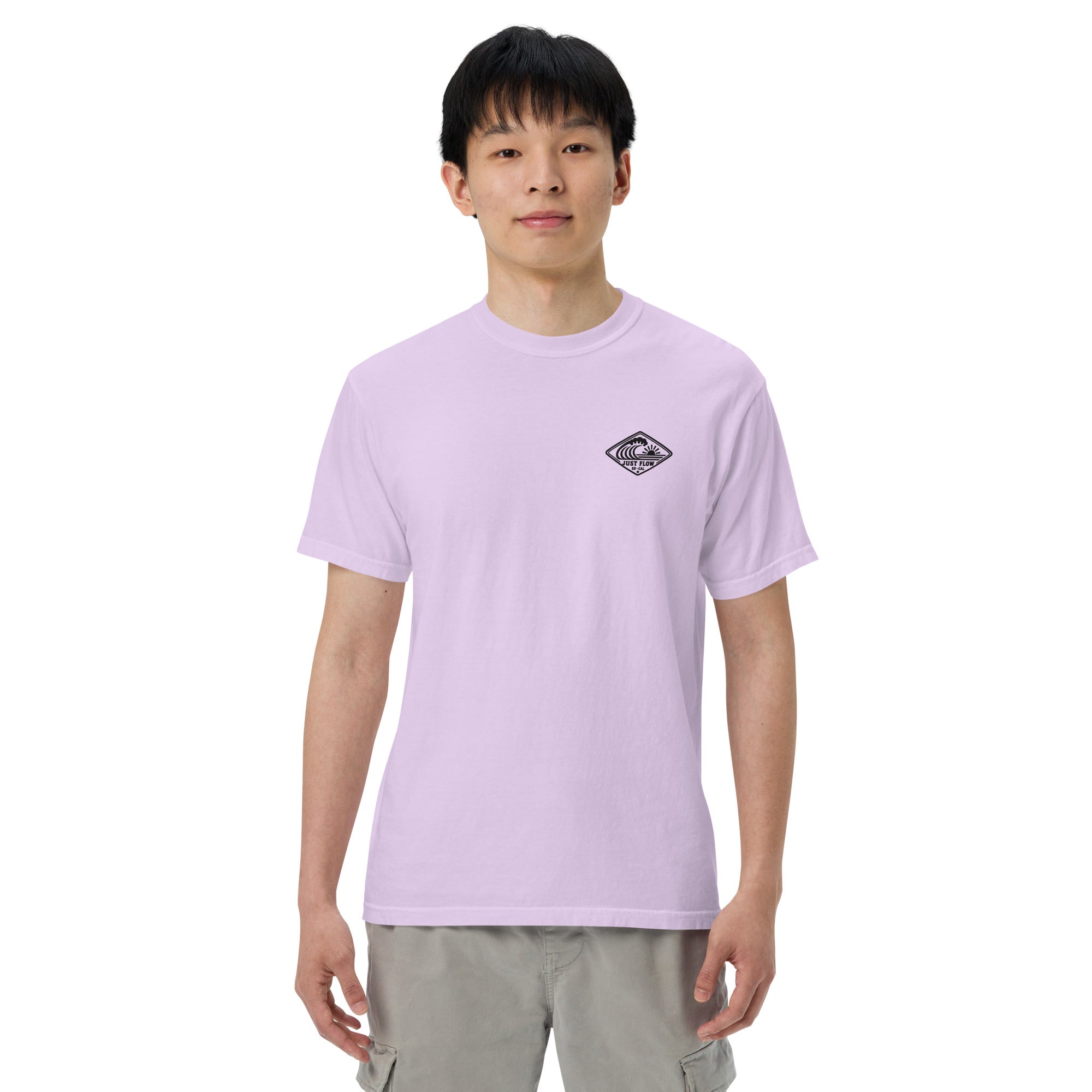 Horizontal Wave Diamond heavyweight tee in Orchid with the black mark, front