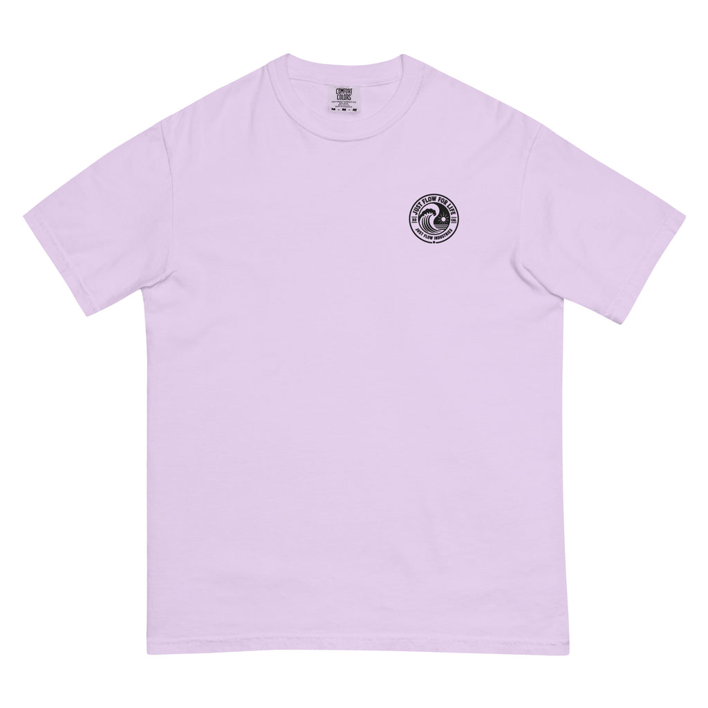 Circular Wave Crest heavyweight tee in Orchid with the black crest, front