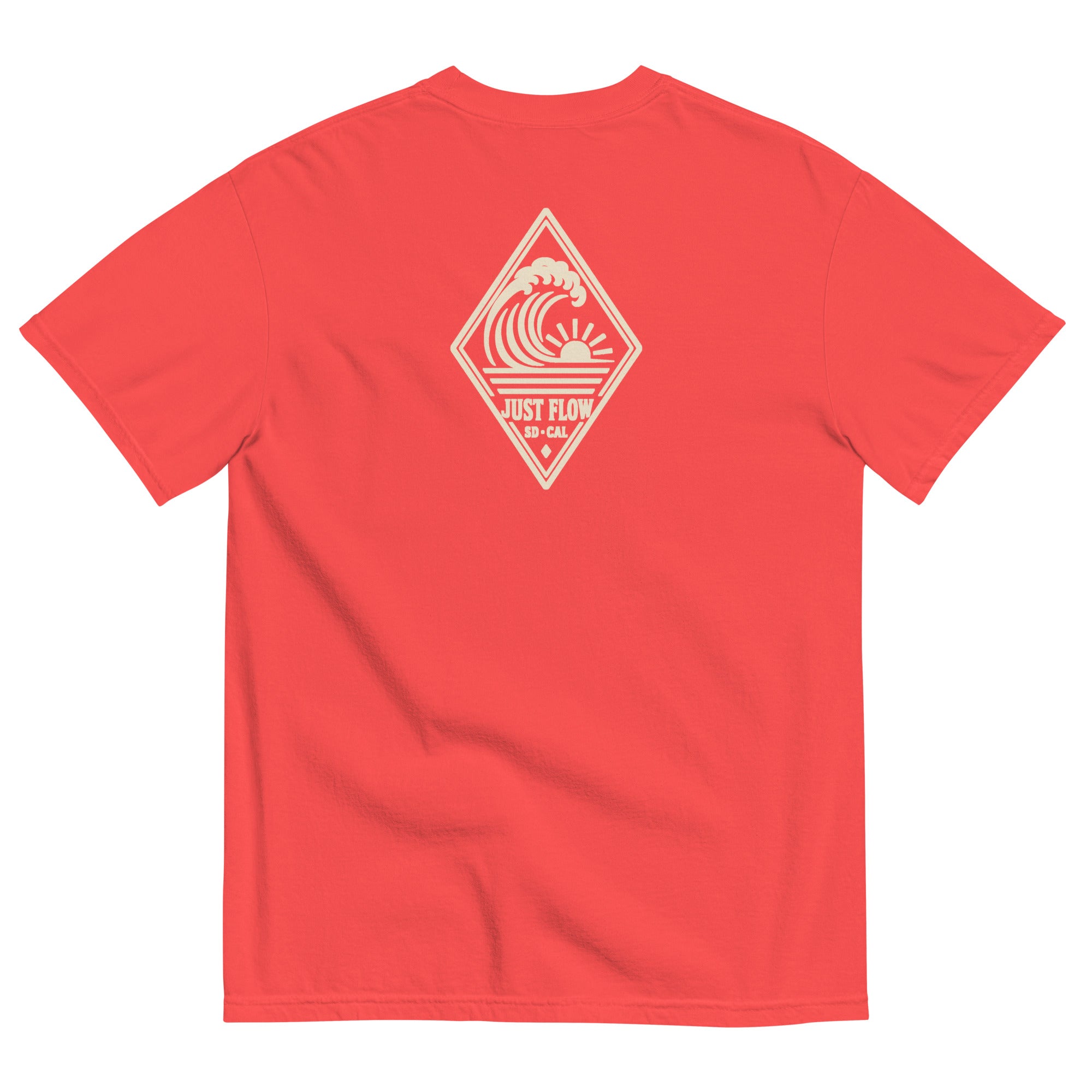 Vertical Wave Diamond DTF Heavyweight Tee in Paprika, back graphic