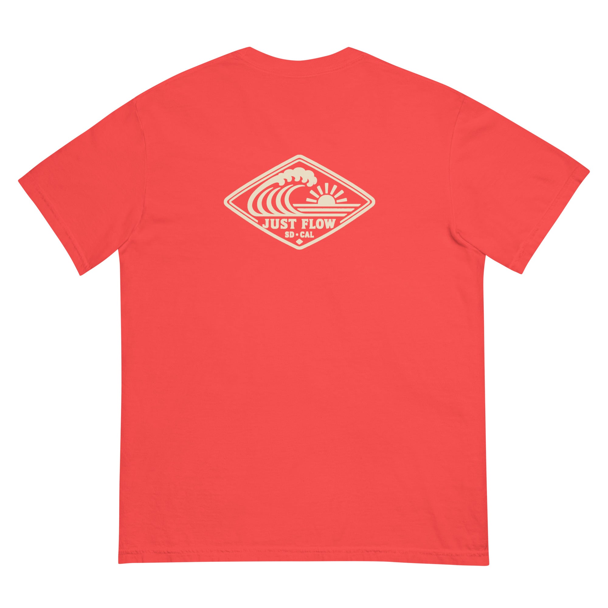 Horizontal Wave Diamond DTF Heavyweight Tee in Paprika, back graphic