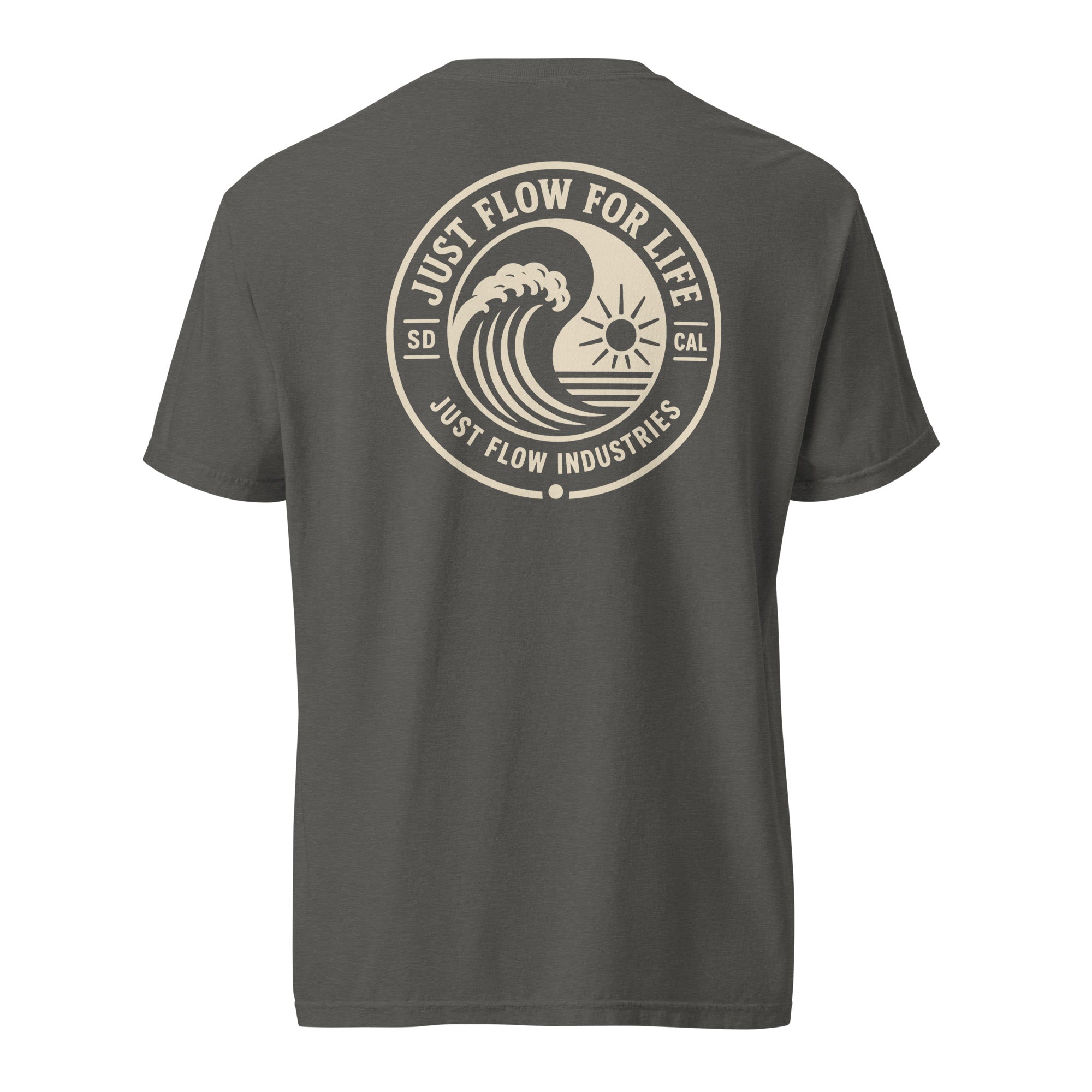 Circular Wave Crest heavyweight tee in Pepper with the bone crest, back graphic