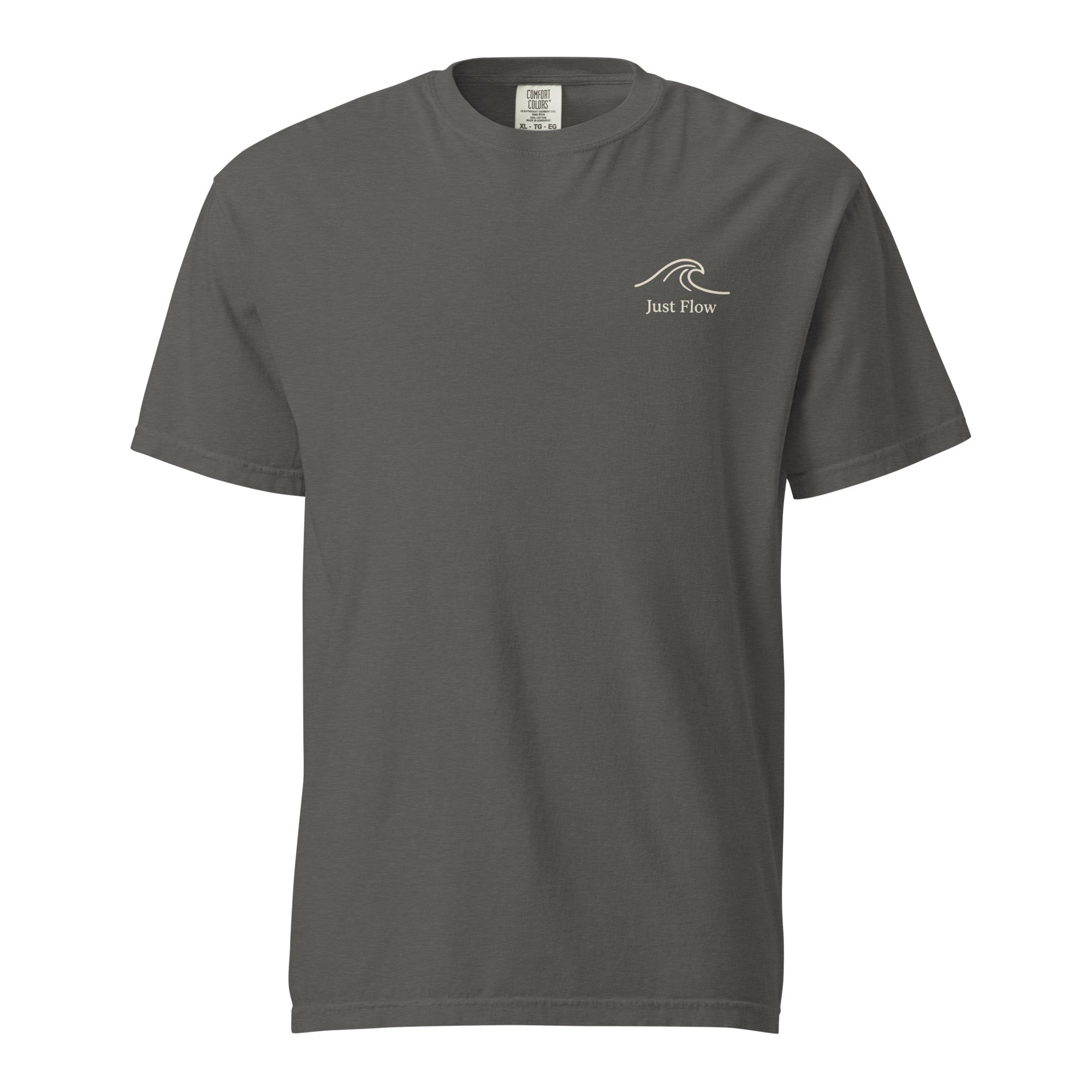 Palm Frequency Heavyweight Tee — washed Pepper, front, wave mark at left chest