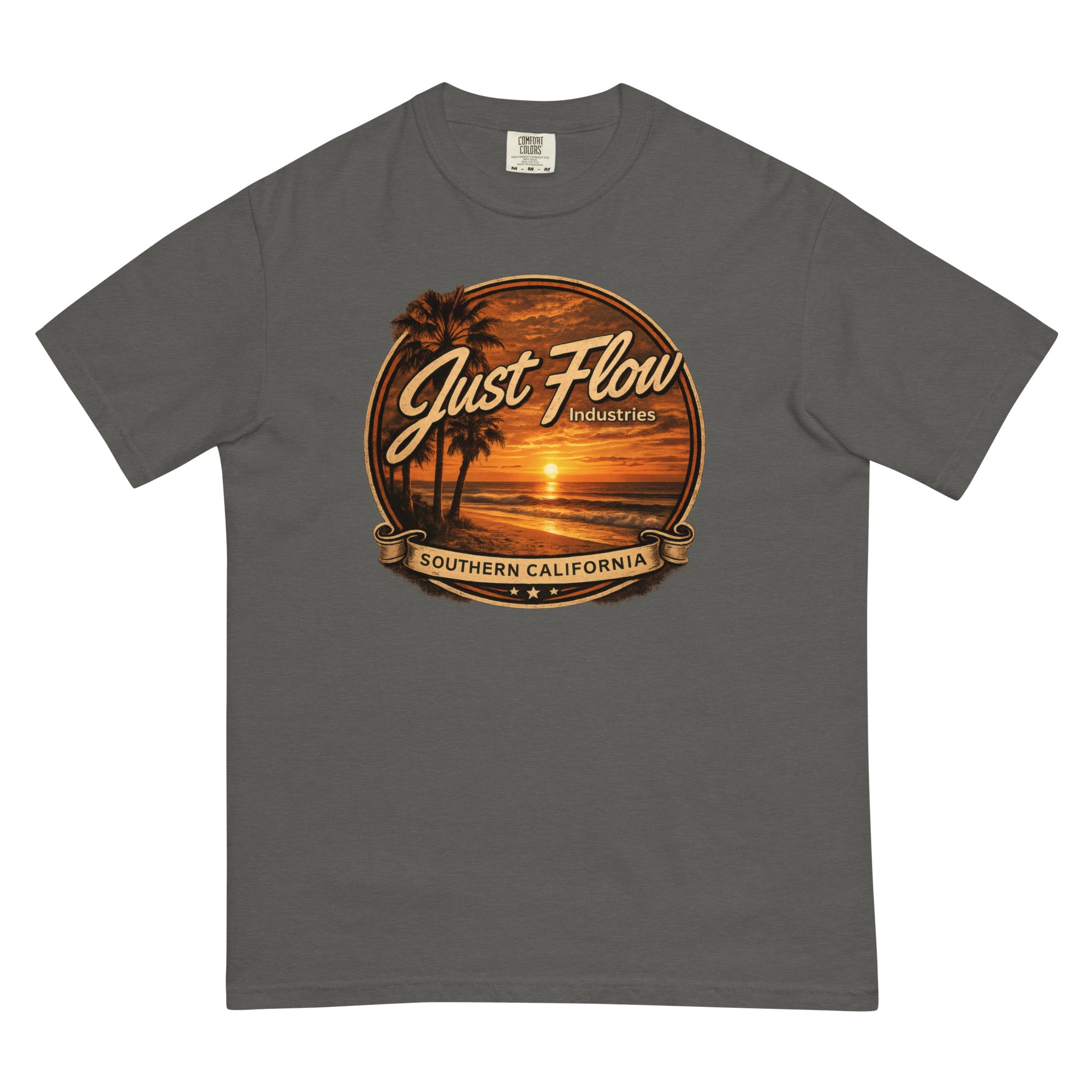 Golden Hour Feature heavyweight tee in Pepper, front badge