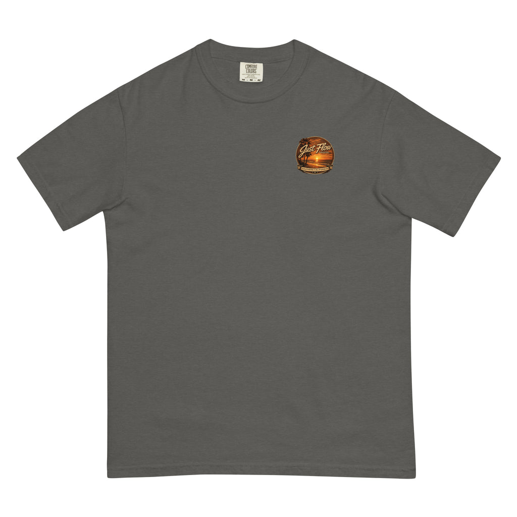 Golden Hour Offshore Fishing heavyweight tee in Pepper, front