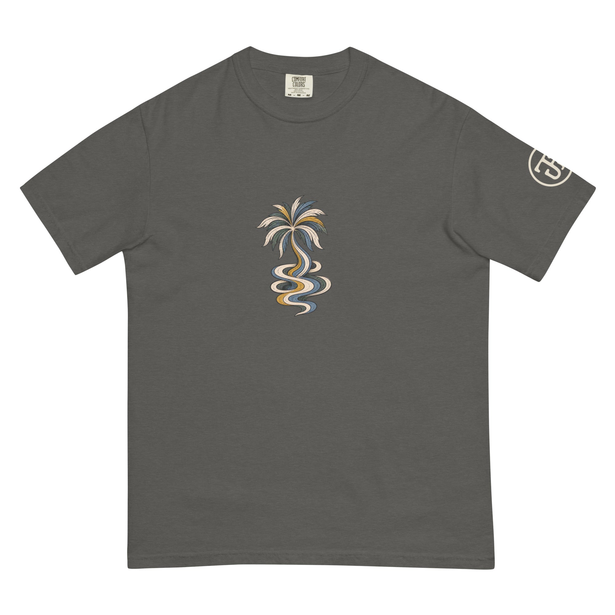 Palm Smoke II Heavyweight Tee in Pepper, left sleeve