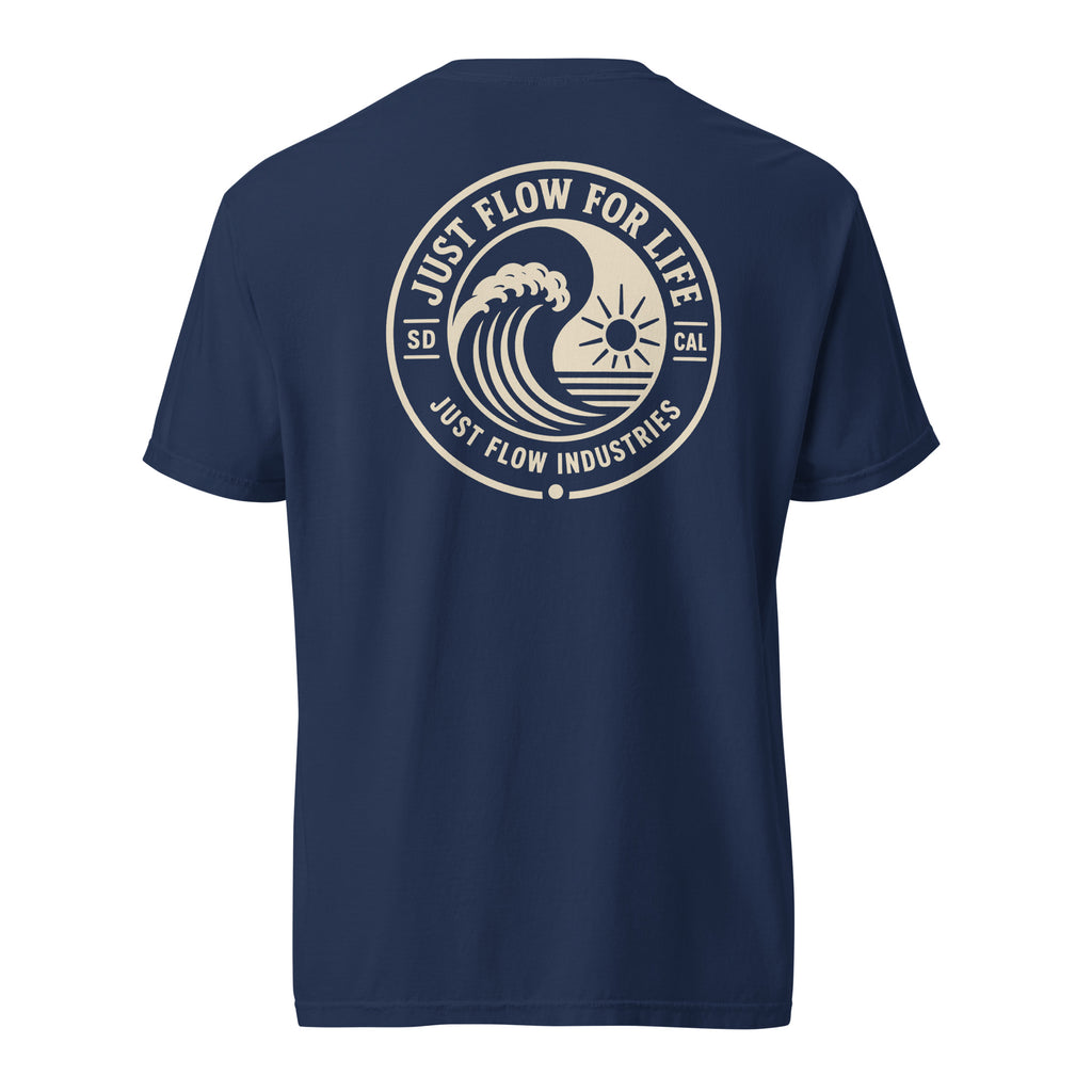 Circular Wave Crest heavyweight tee in True Navy with the bone crest, back graphic