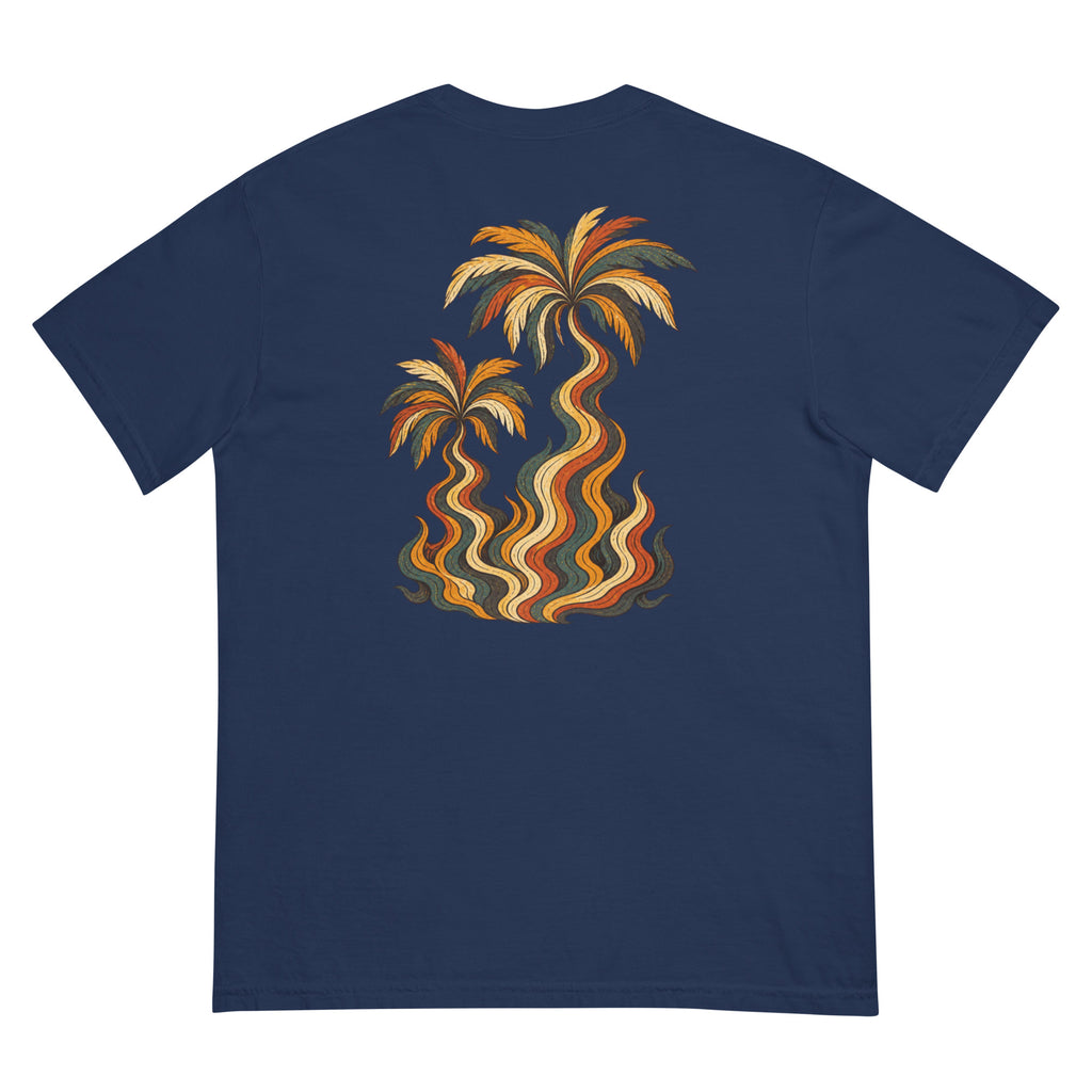 Palm Smoke Heavyweight Tee in True Navy, back print
