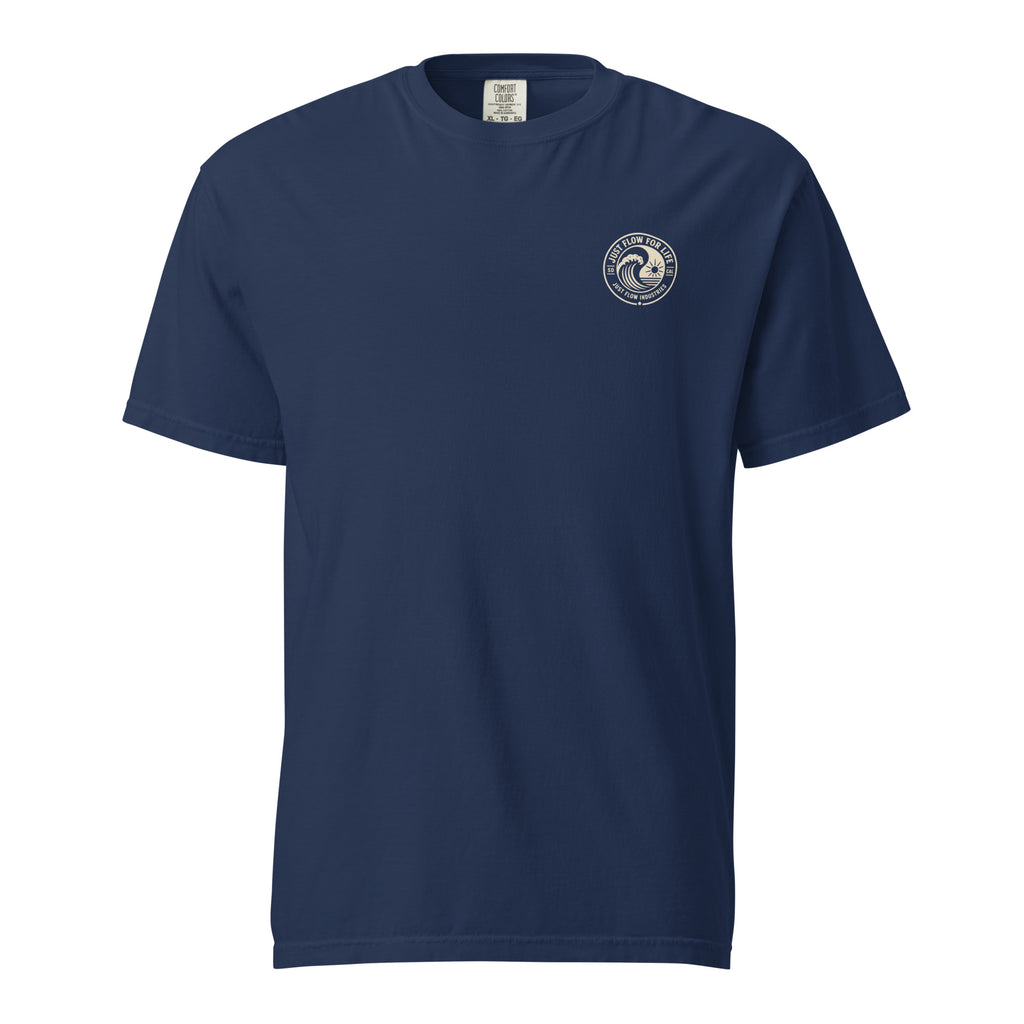 Circular Wave Crest heavyweight tee in True Navy with the bone crest, front