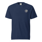 Circular Wave Crest heavyweight tee in True Navy with the bone crest, front