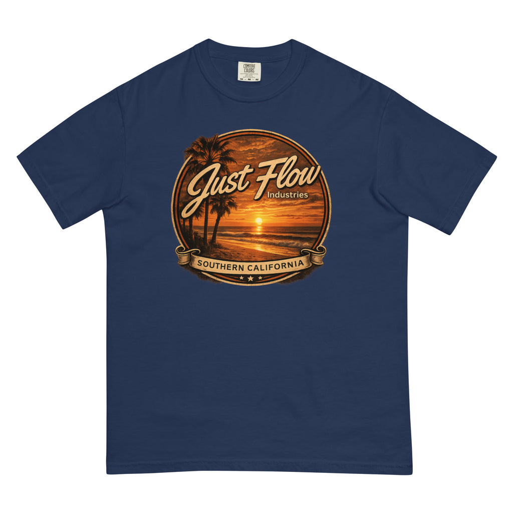 Golden Hour Feature heavyweight tee in True Navy, front badge