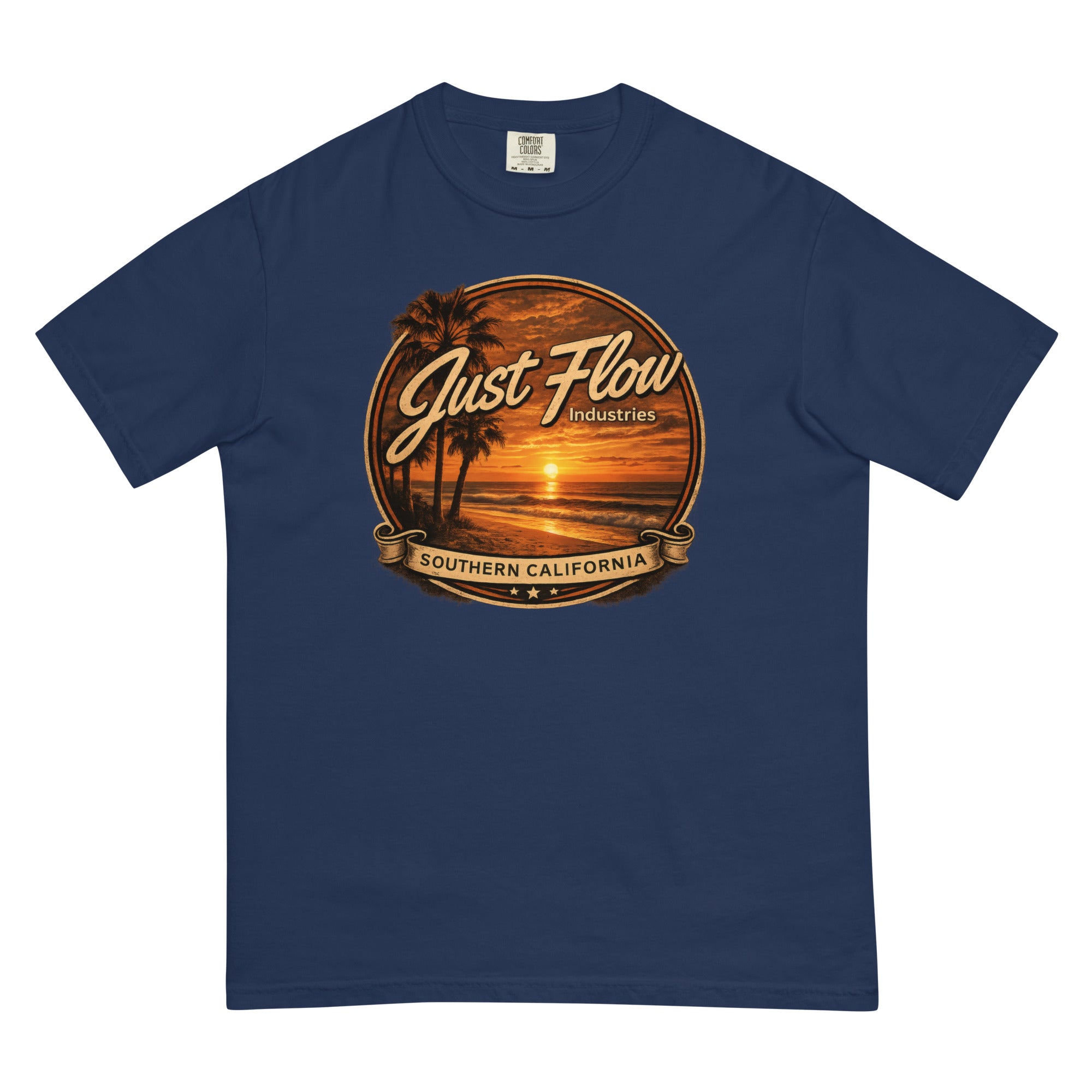 Golden Hour Feature heavyweight tee in True Navy, front badge