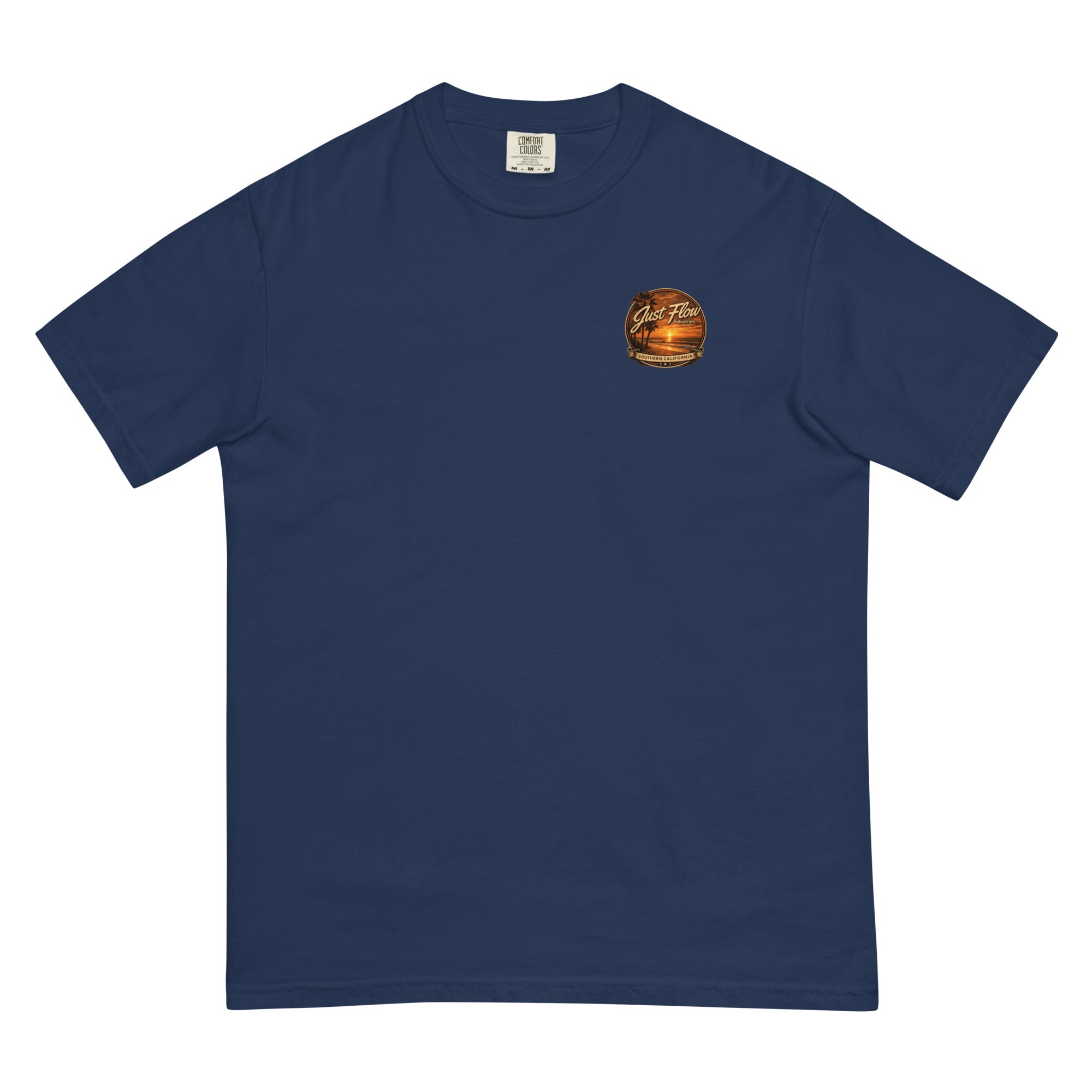 Golden Hour Offshore Fishing heavyweight tee in True Navy, front