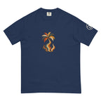 Palm Smoke Heavyweight Tee in True Navy, left sleeve