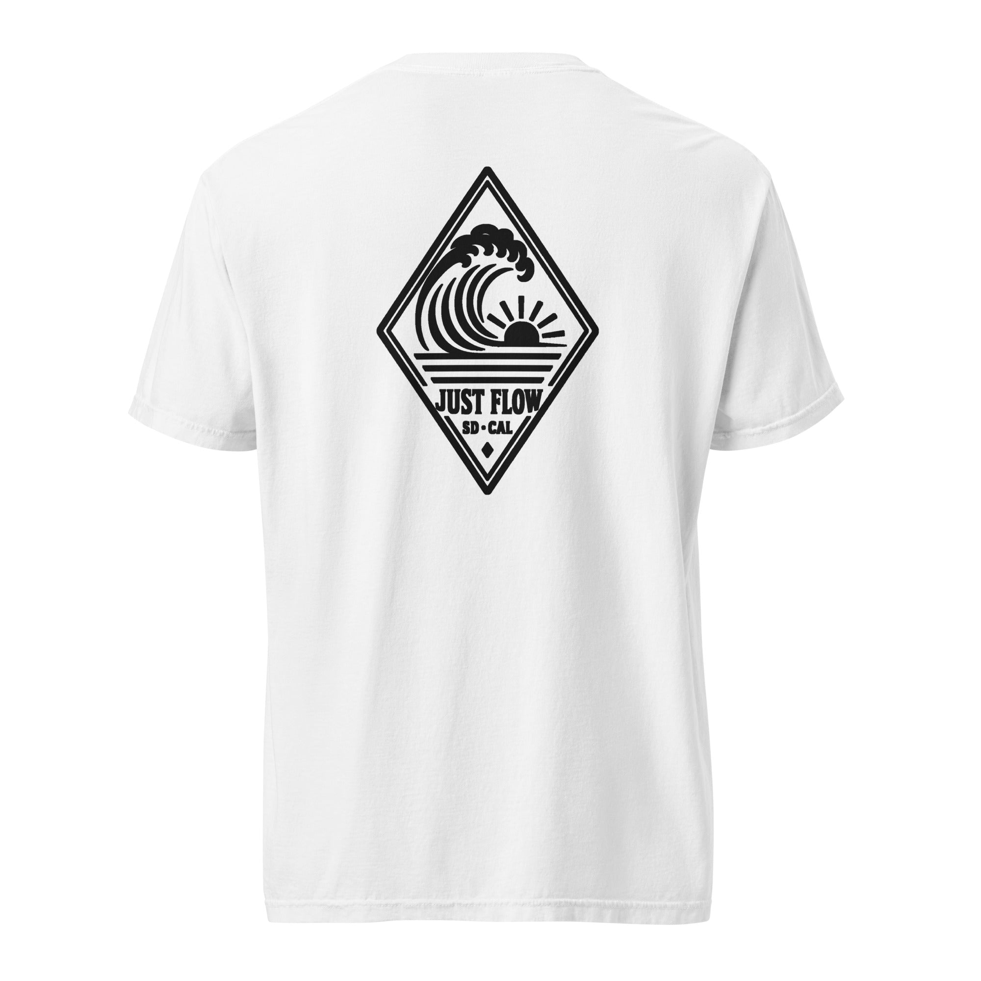 Vertical Wave Diamond heavyweight tee in White with the black mark, back graphic