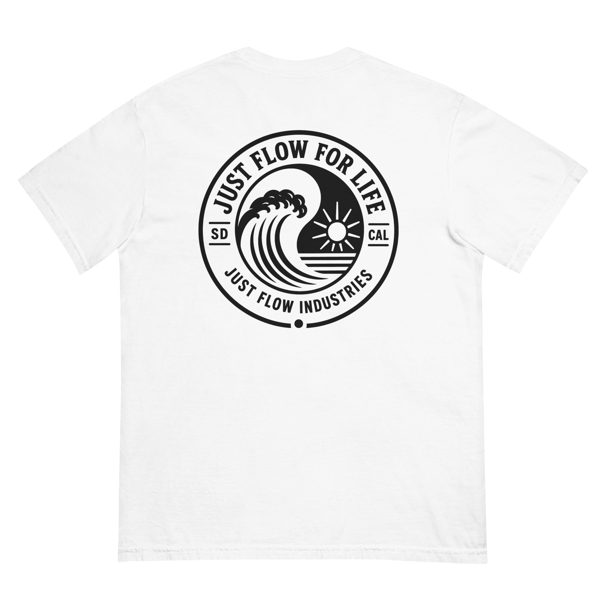 Circular Wave Crest heavyweight tee in White with the black crest, back graphic