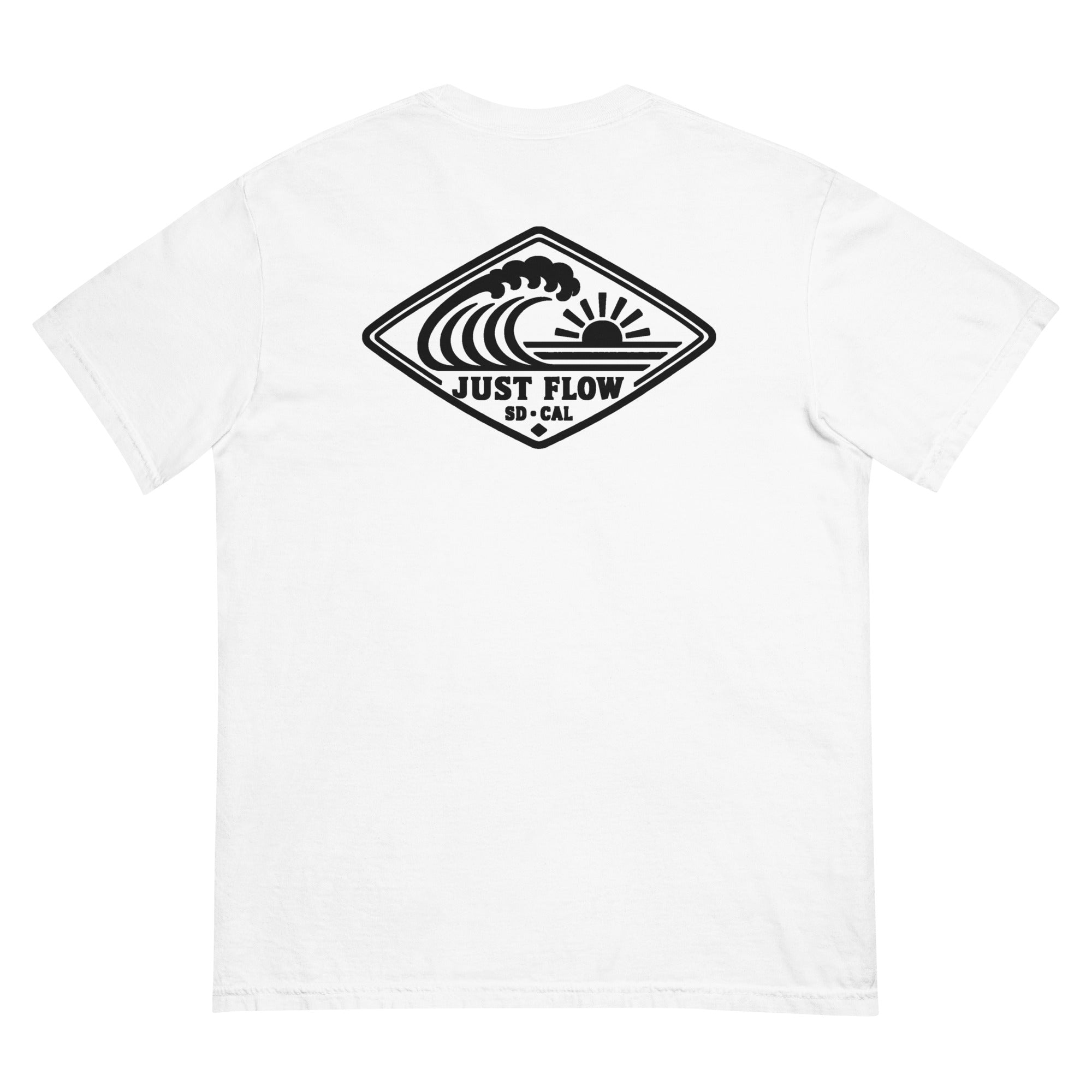 Horizontal Wave Diamond heavyweight tee in White with the black mark, back graphic