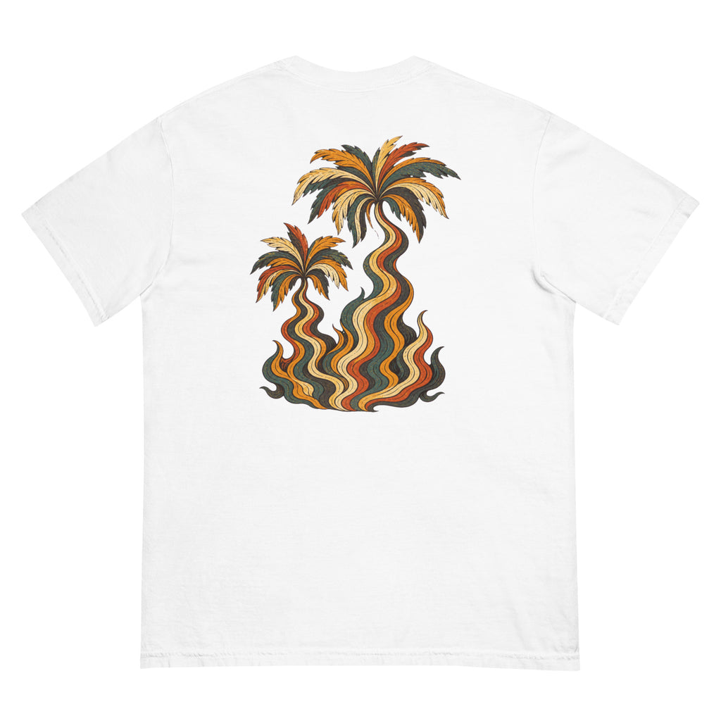 Palm Smoke Heavyweight Tee in White, back print