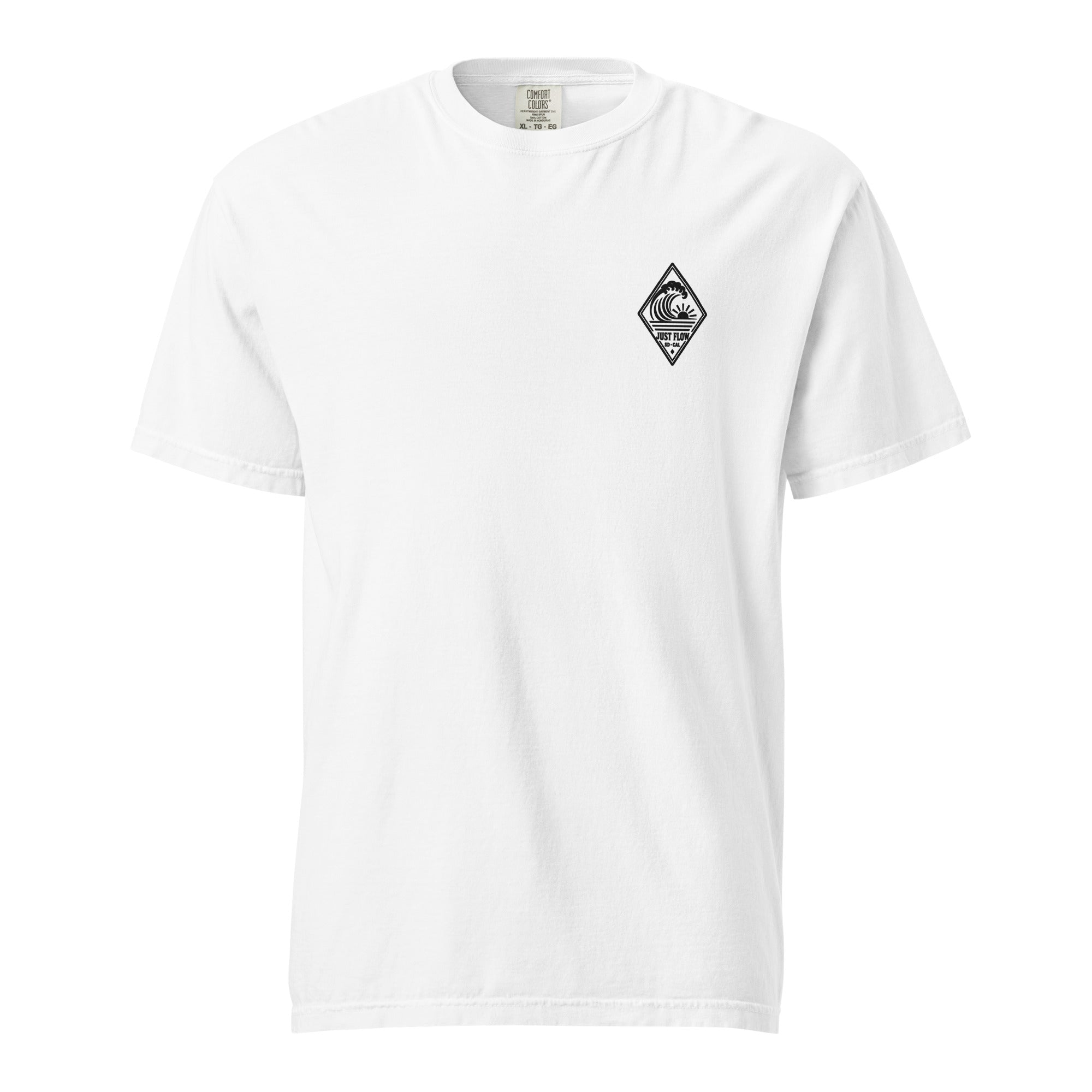 Vertical Wave Diamond heavyweight tee in White with the black mark, front